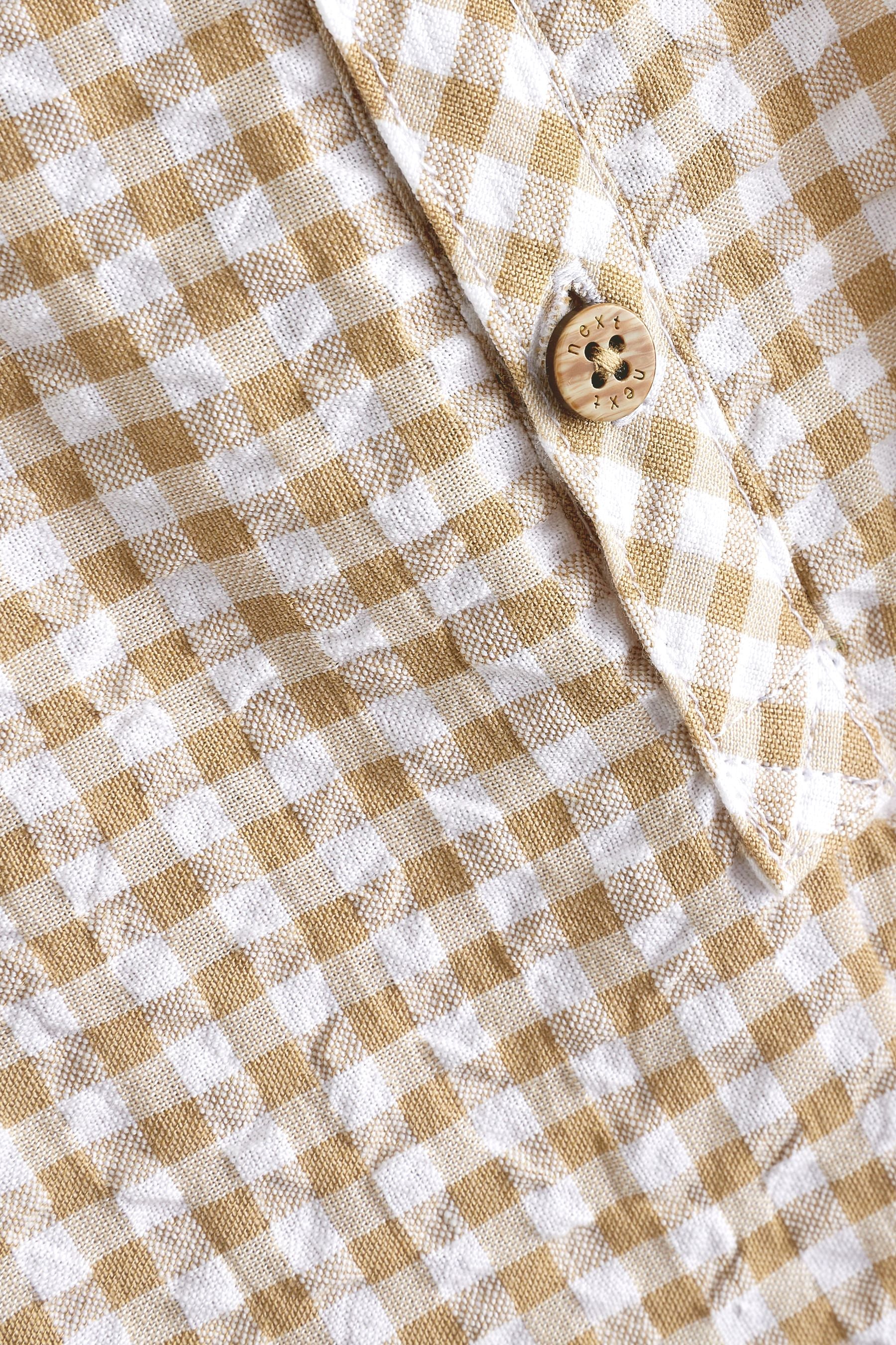 Neutral Gingham Baby Woven Crinkle Romper (0mths-2yrs)