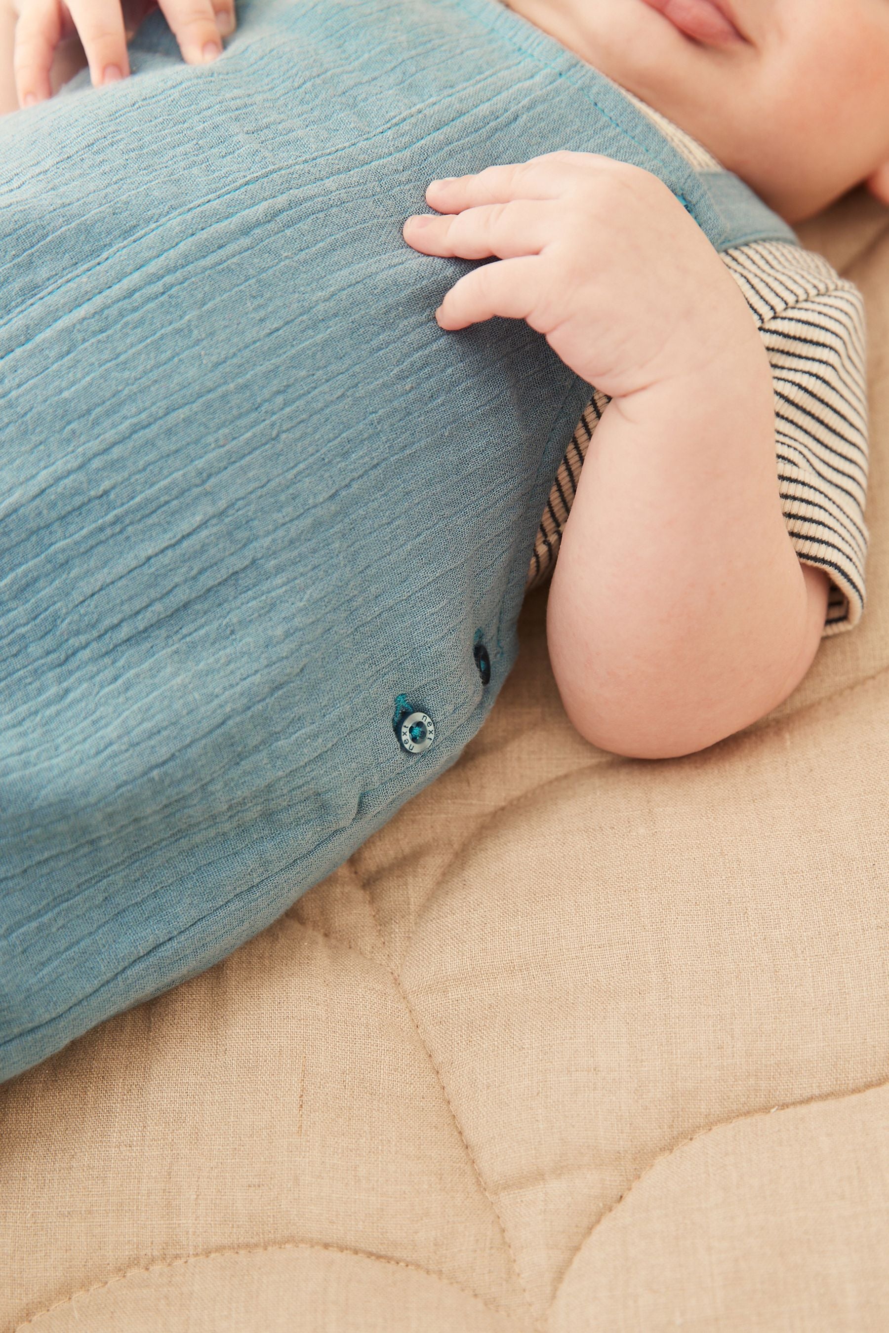 Navy Blue Baby 2 Piece Crinkle Dungarees And Bodysuit Set (0mths-2yrs)