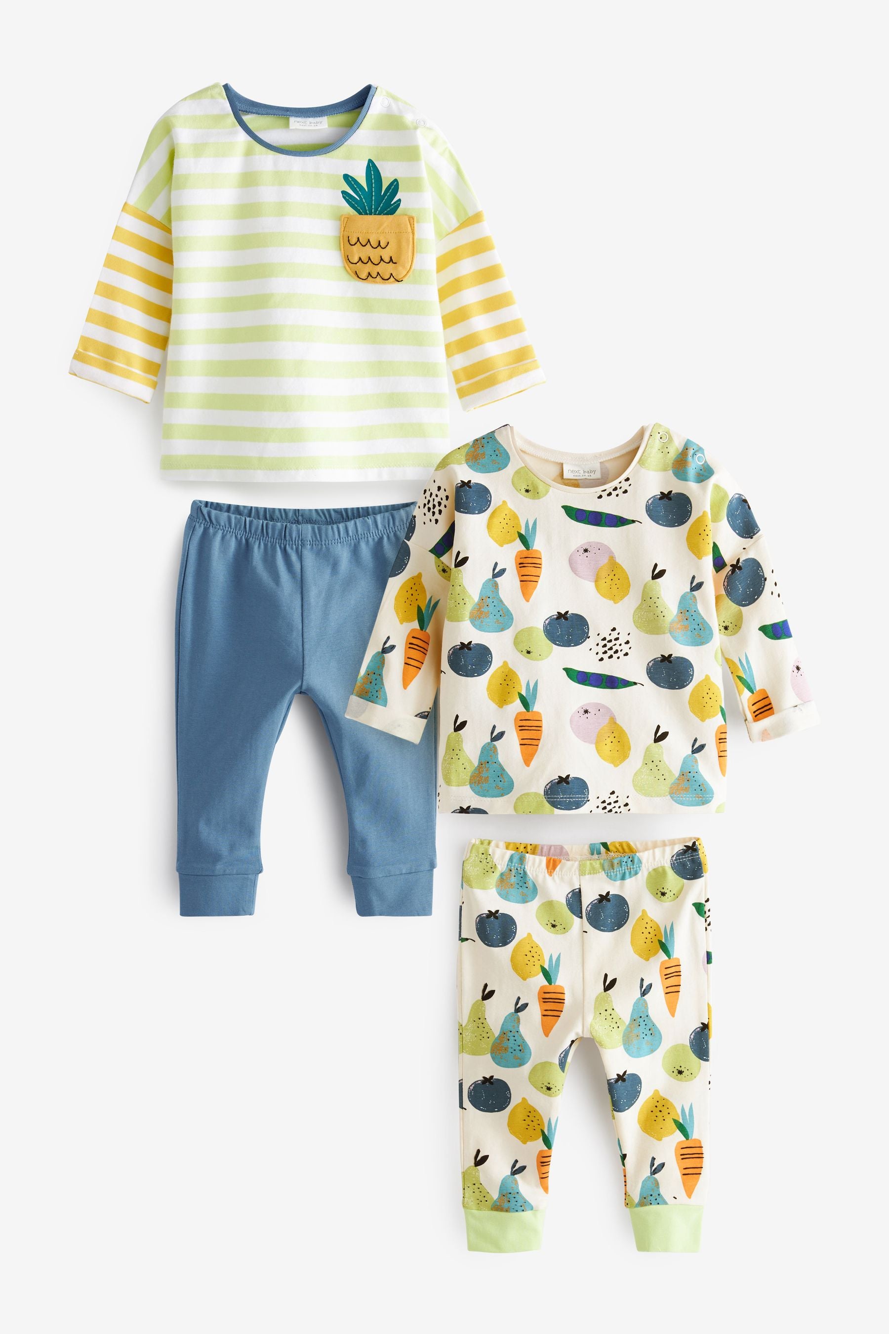 Bright Green Fruit 4 Pack Baby Tops And Leggings Set