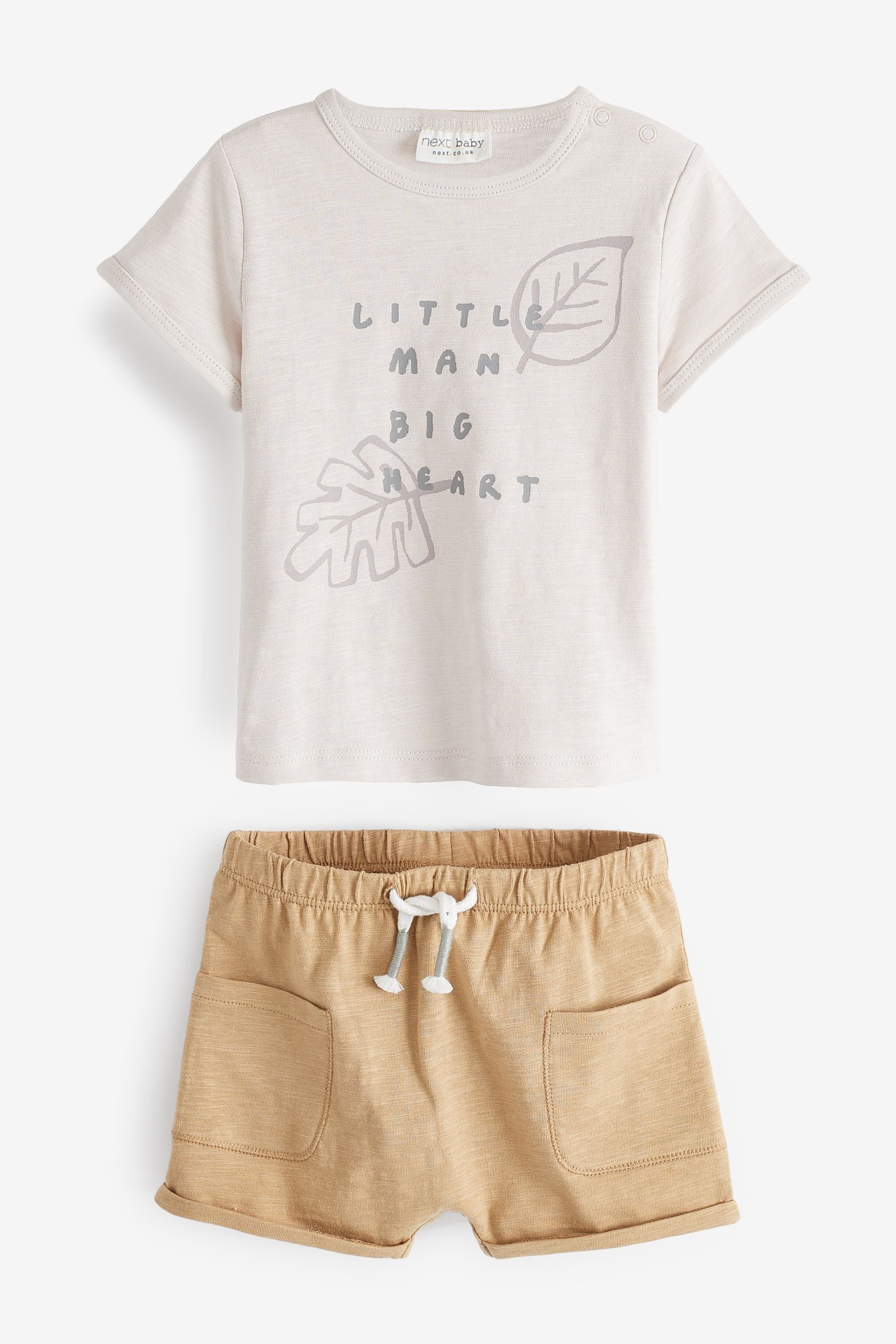 Palm Print Khaki Green Baby 6 Piece T-Shirt and Shorts Set