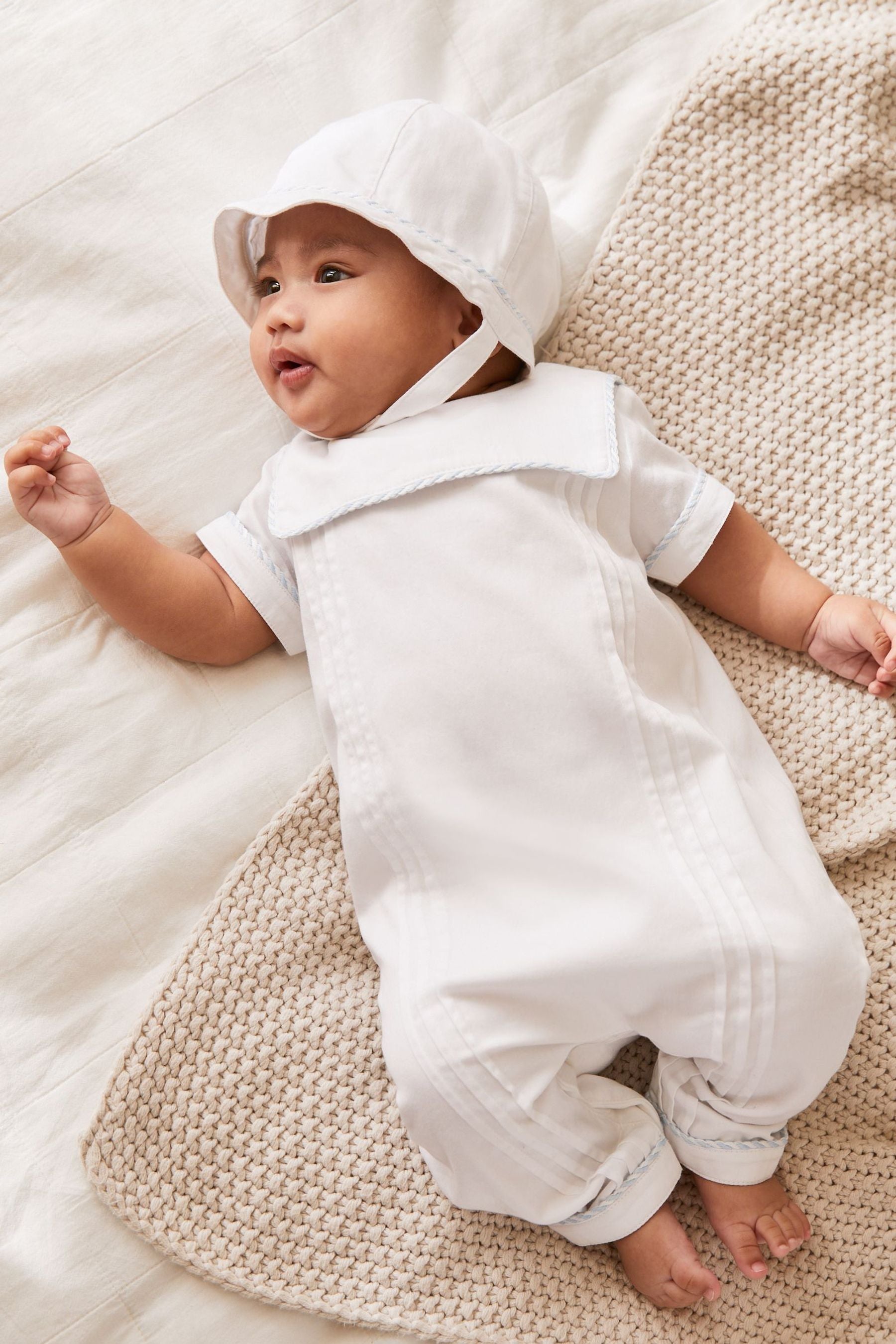 White Baby Smart Two Piece Romper And Hat Set (0mths-2yrs)