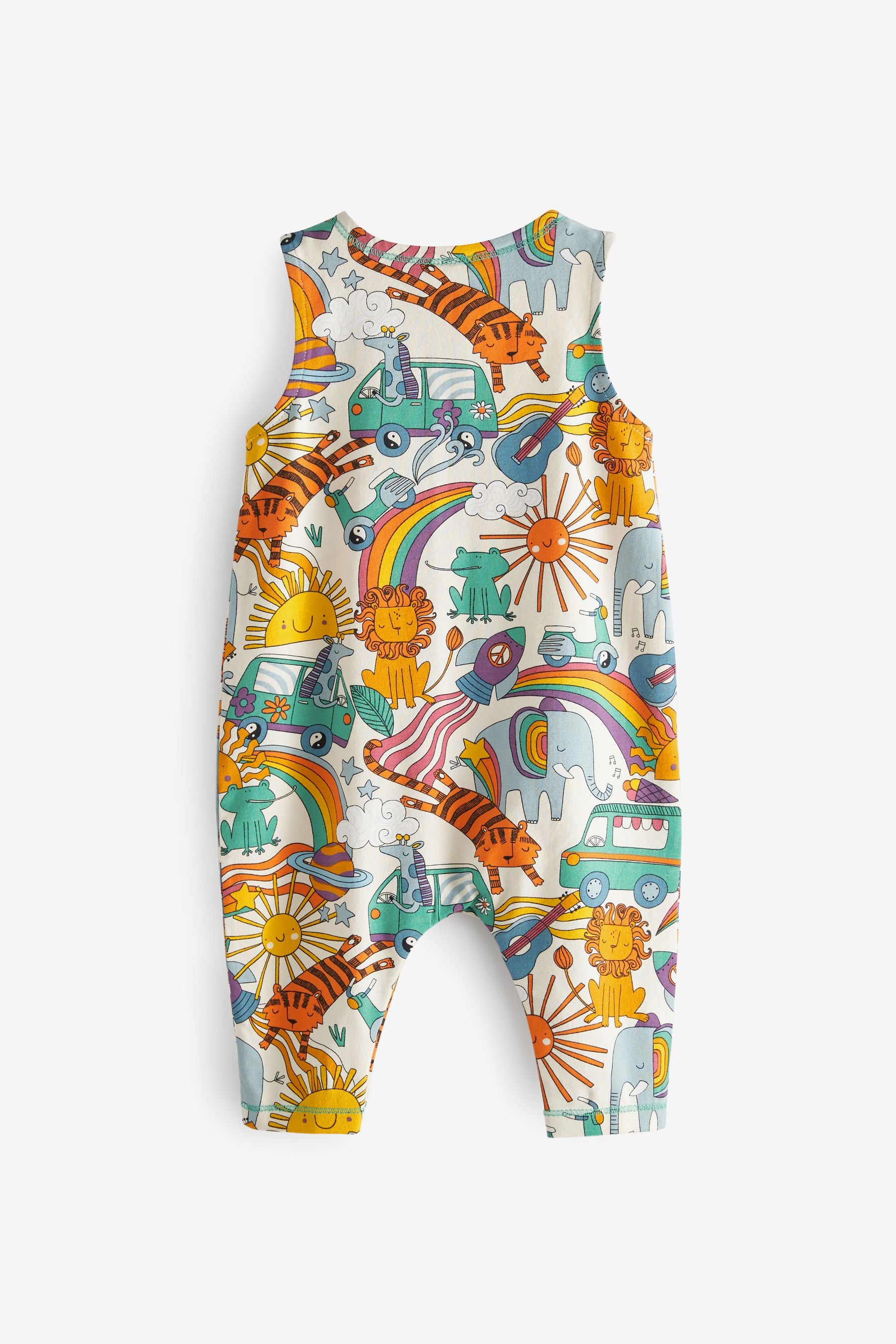 Bright Yellow/Green Retro Print Baby Romper (0mths-2yrs)