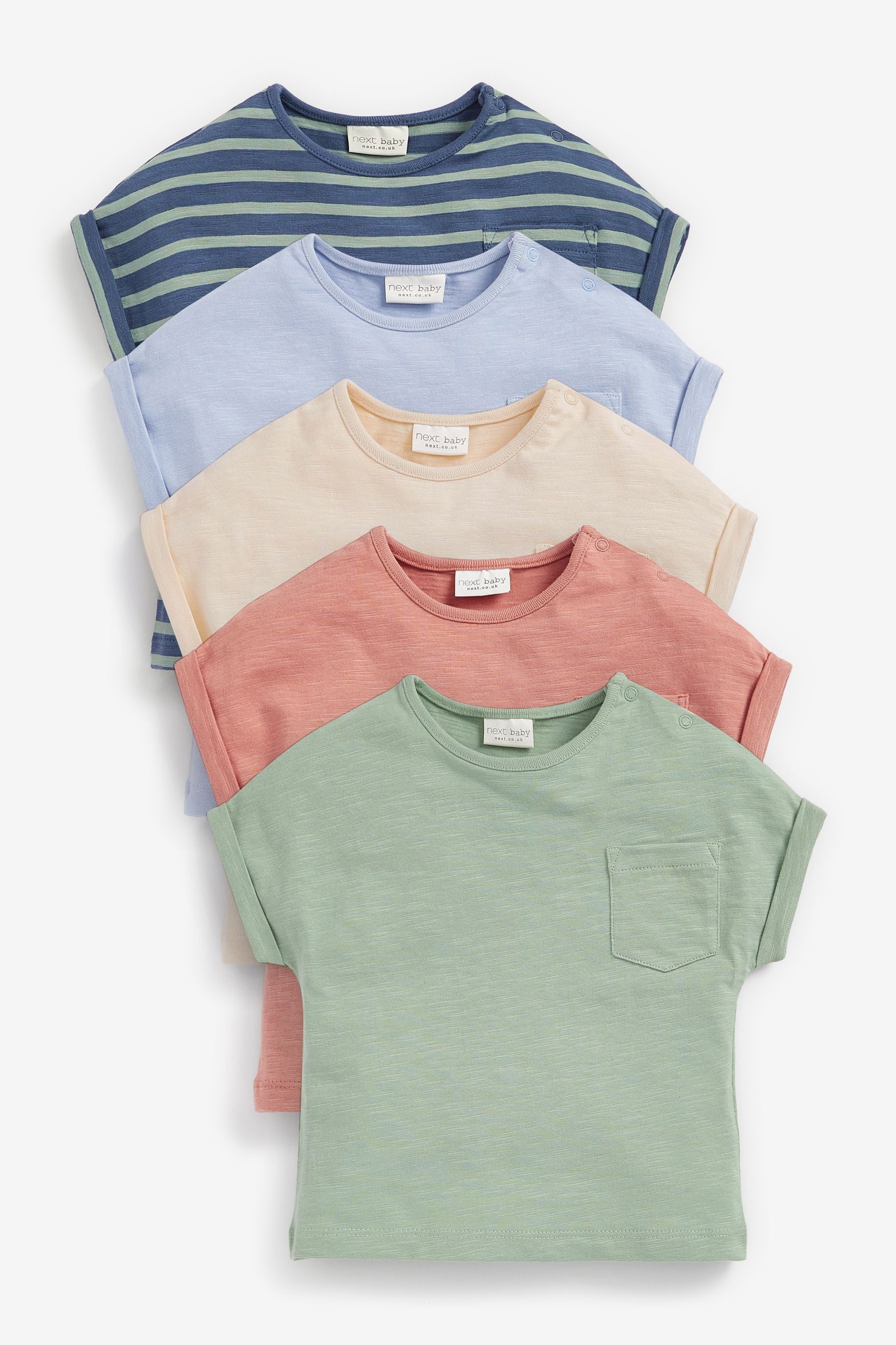 Mineral Blue/Green 5 Pack Baby Short Sleeve T-Shirts