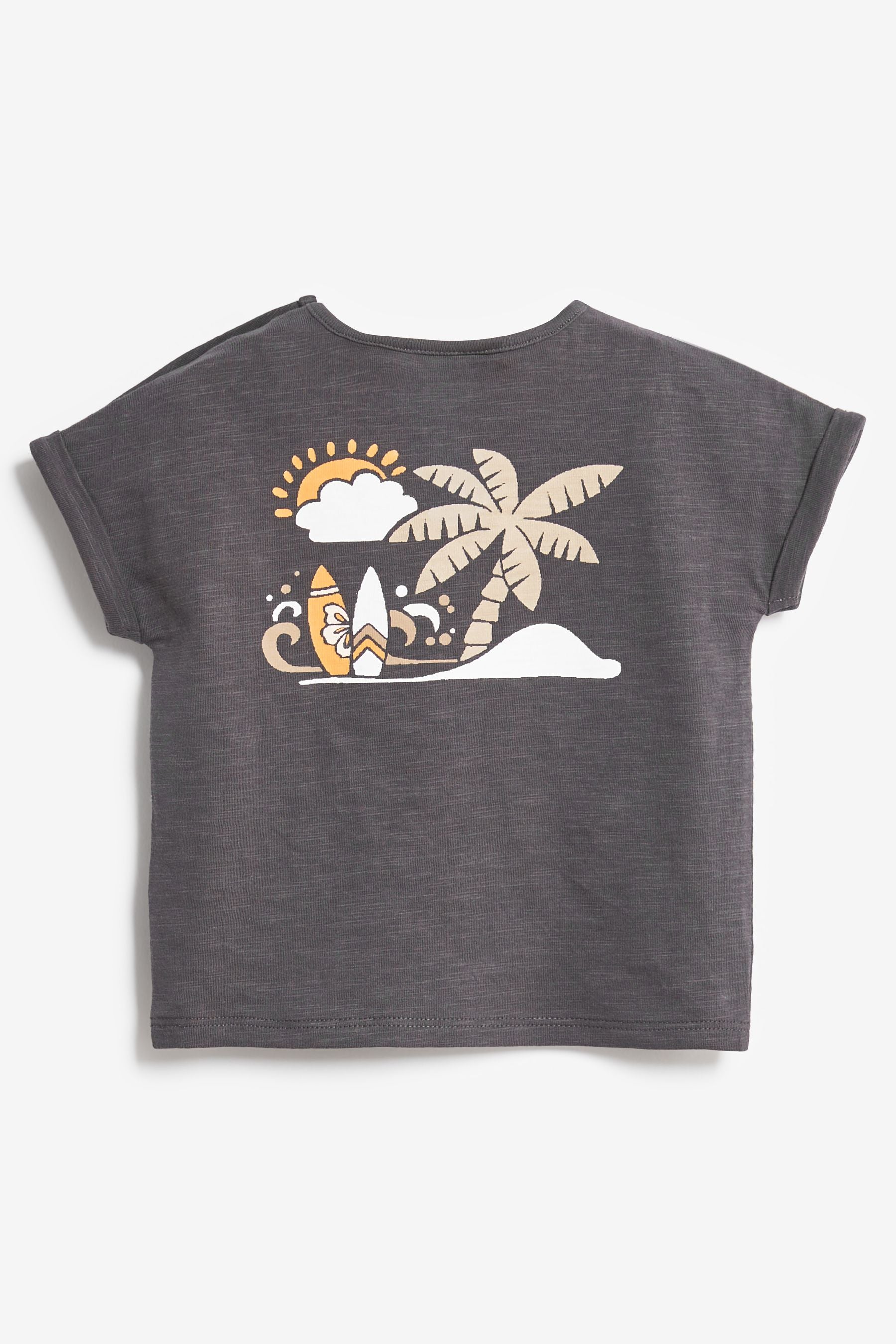 Grey Palm Print Baby 3 Pack Short Sleeved T-Shirts