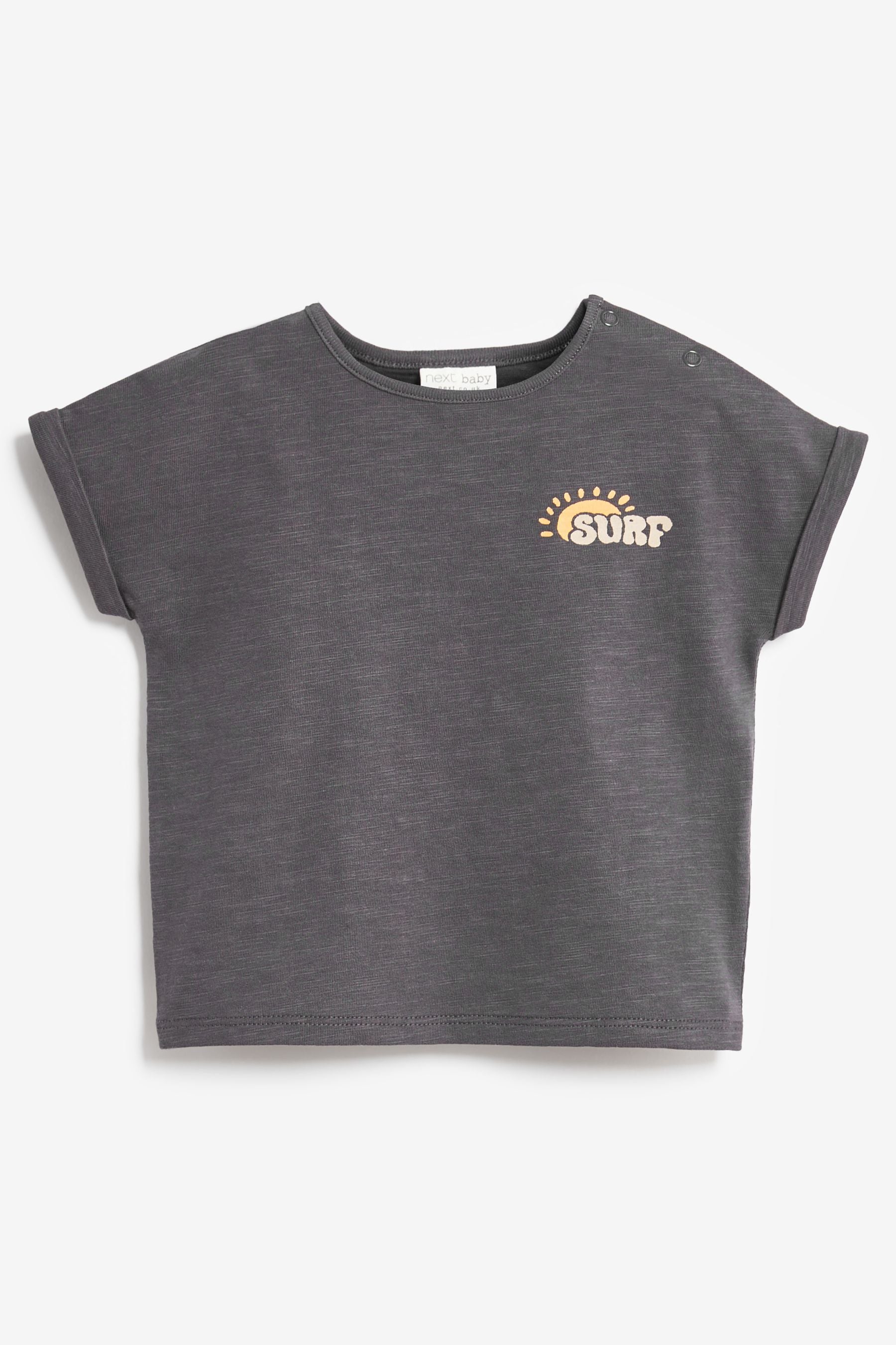 Grey Palm Print Baby 3 Pack Short Sleeved T-Shirts