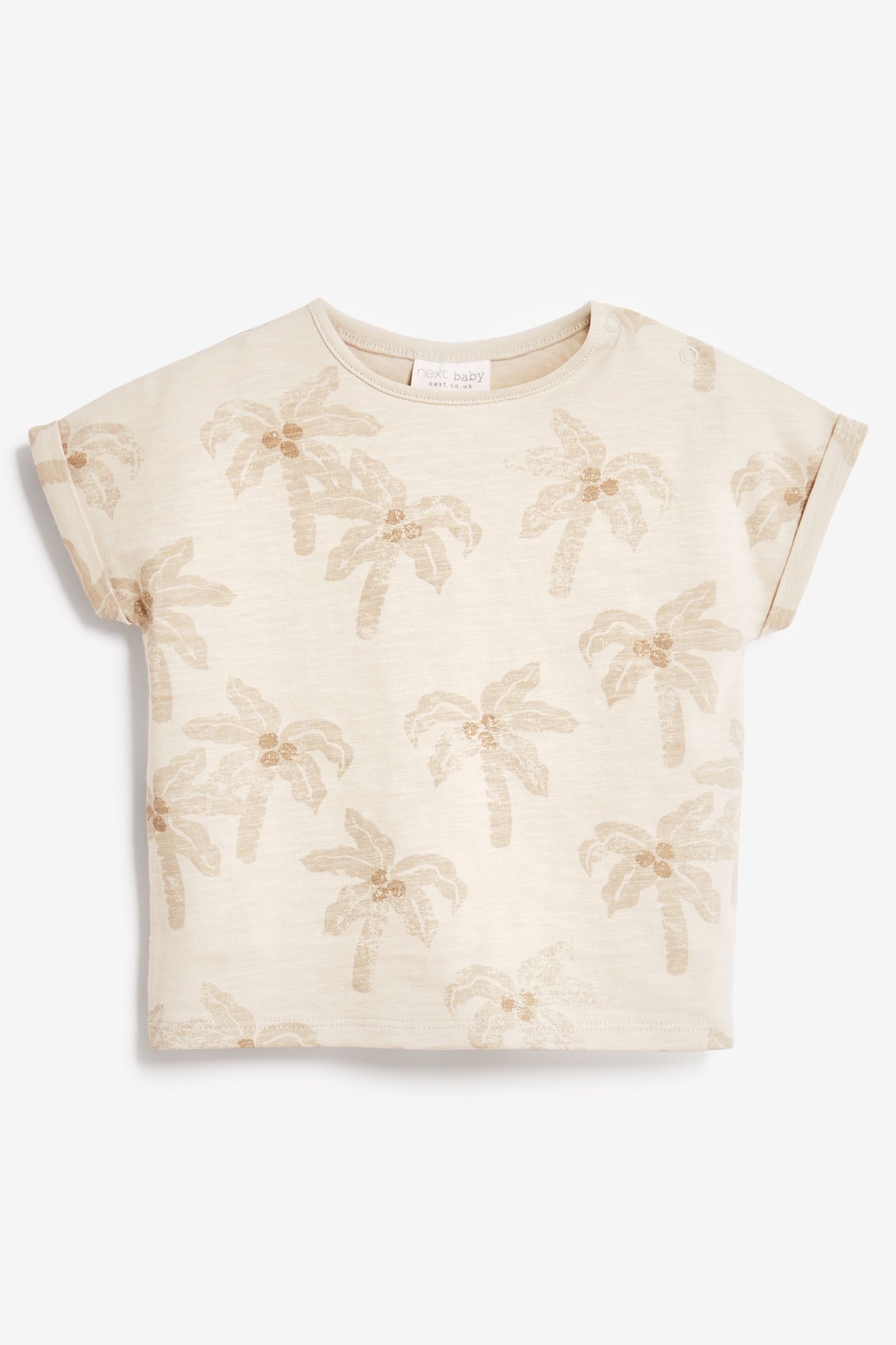 Grey Palm Print Baby 3 Pack Short Sleeved T-Shirts