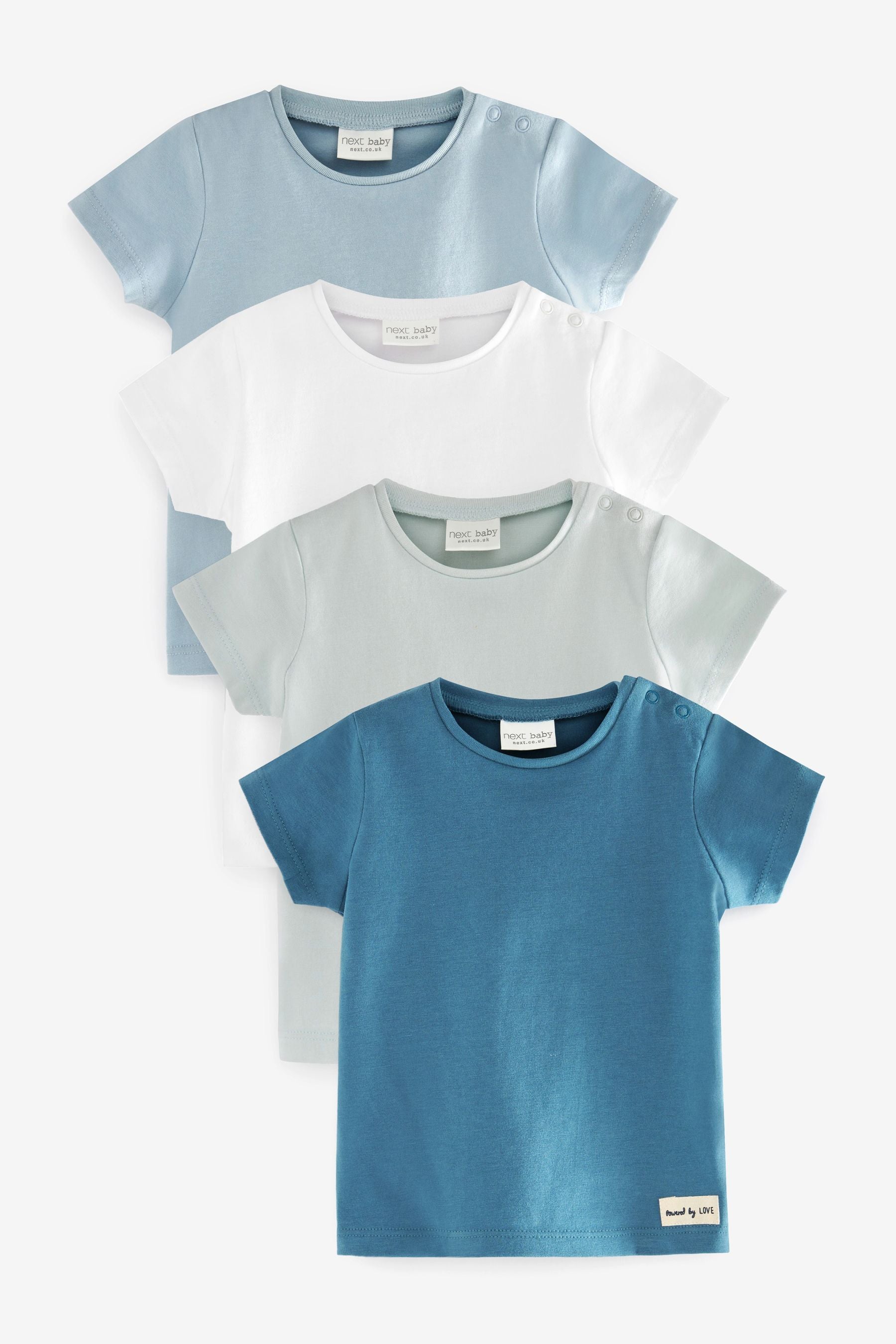 Blue/White Plain 4 Pack Baby Short Sleeved T-Shirts