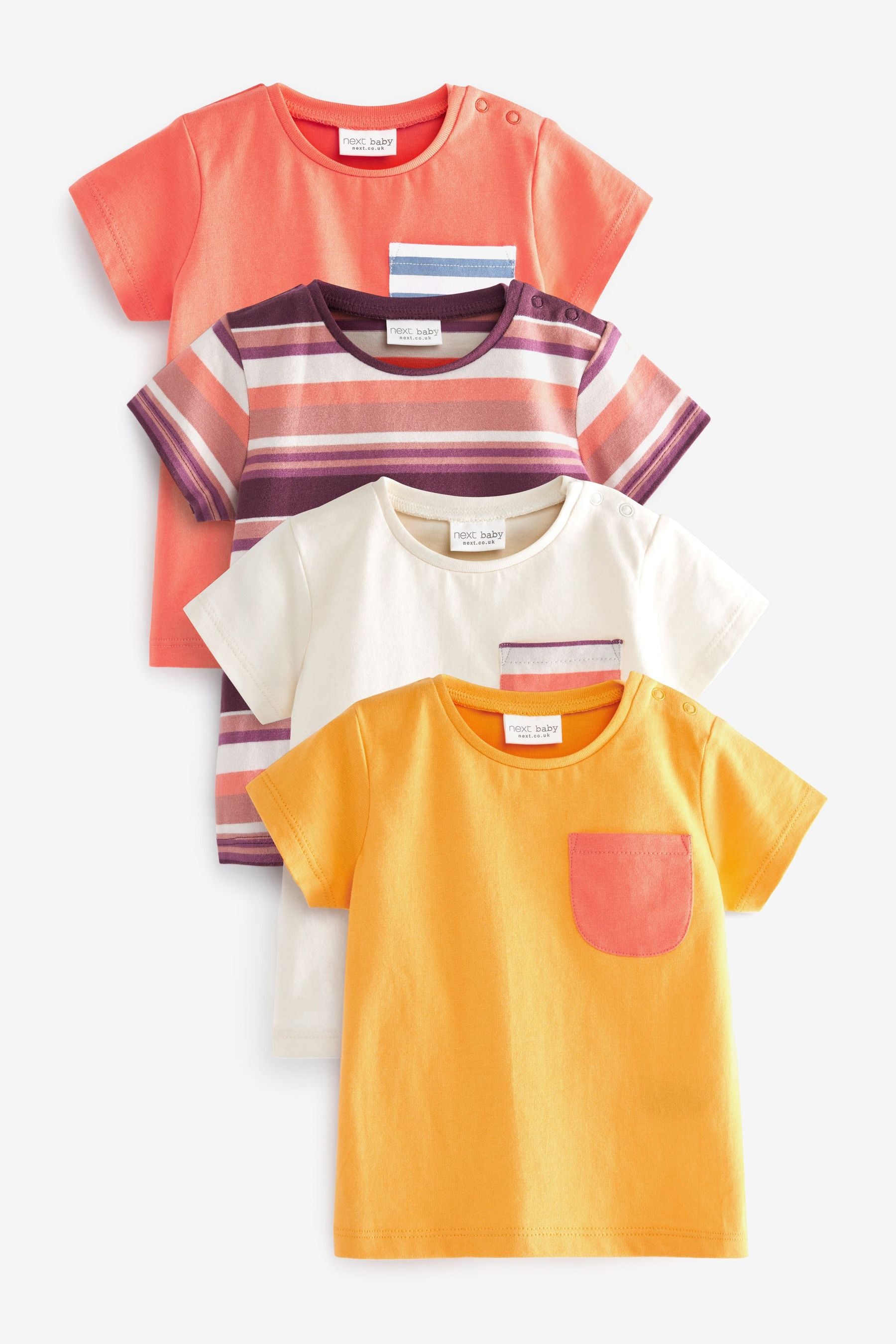 Bright Red and Yellow 4 Pack Baby Short Sleeved T-Shirts