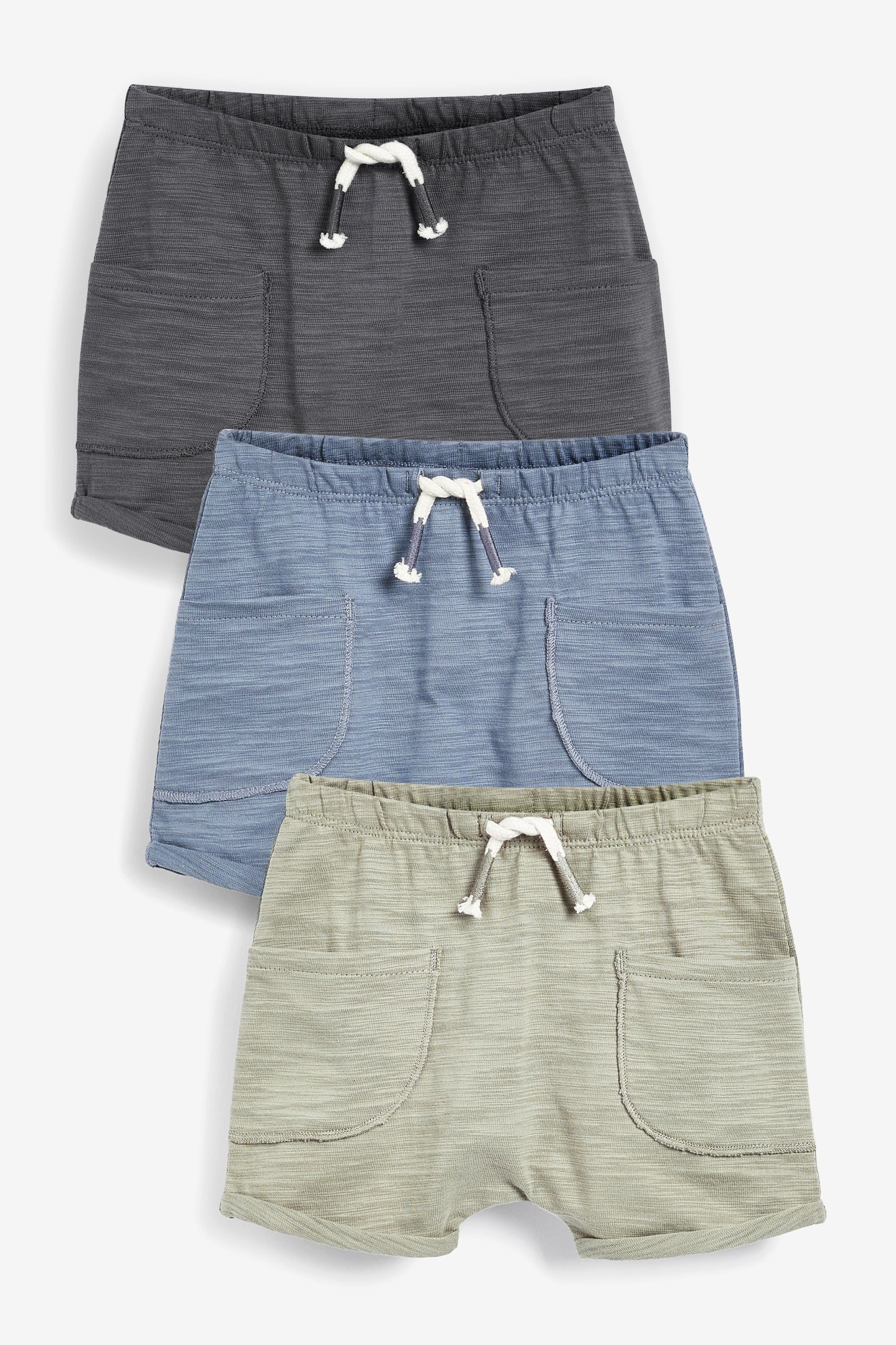 Blue, Green & Grey Baby 3 Pack Shorts