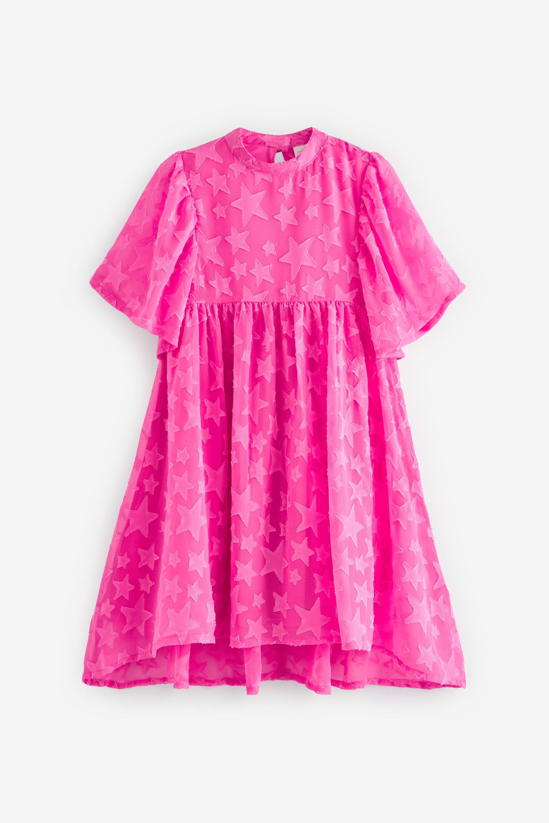 Bright Pink Star Jacquard Party Dress (3-16yrs)