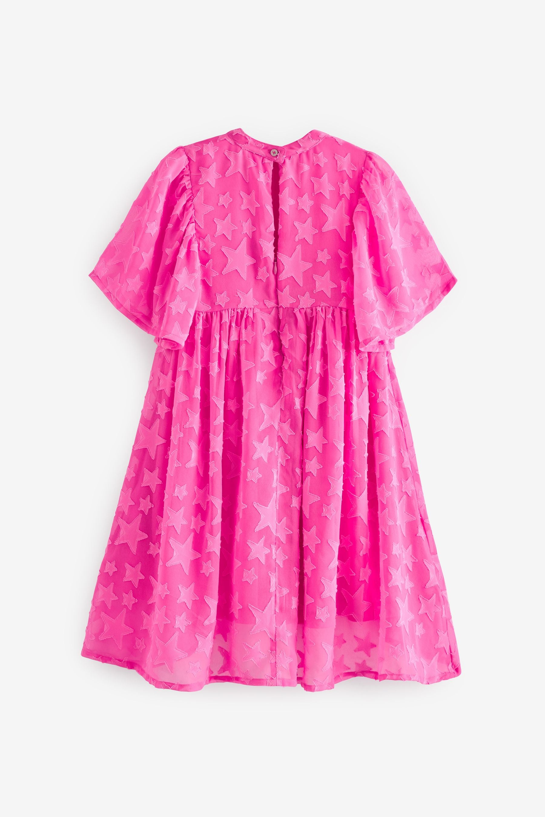 Bright Pink Star Jacquard Party Dress (3-16yrs)