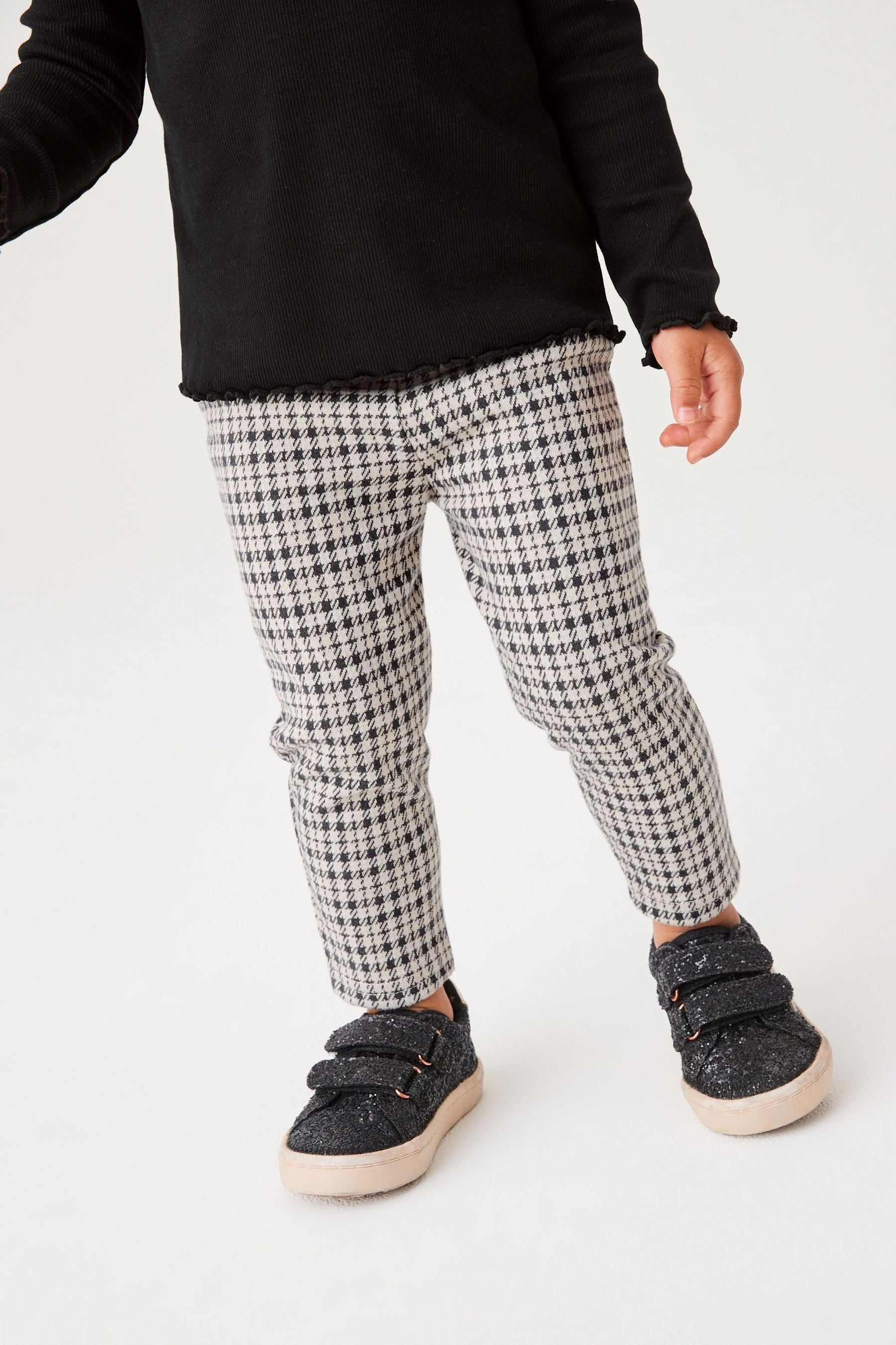 Black/White Check Jacquard Leggings (3mths-7yrs)