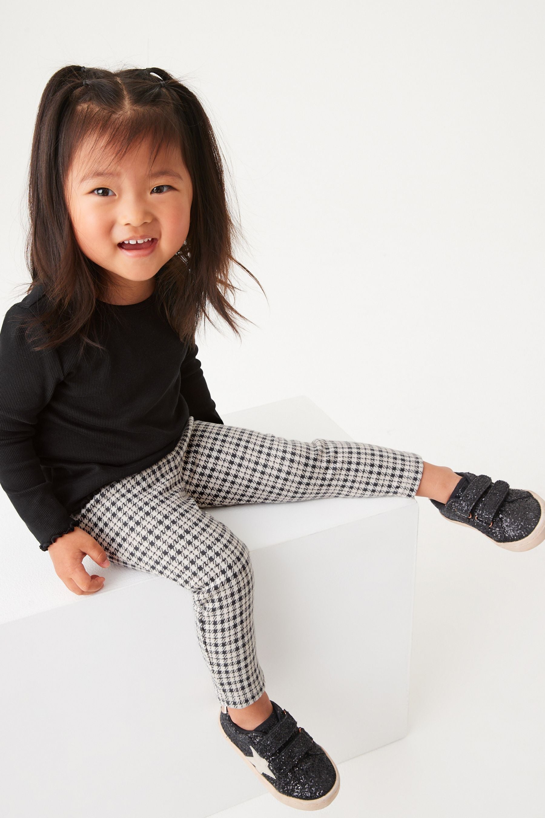 Black/White Check Jacquard Leggings (3mths-7yrs)