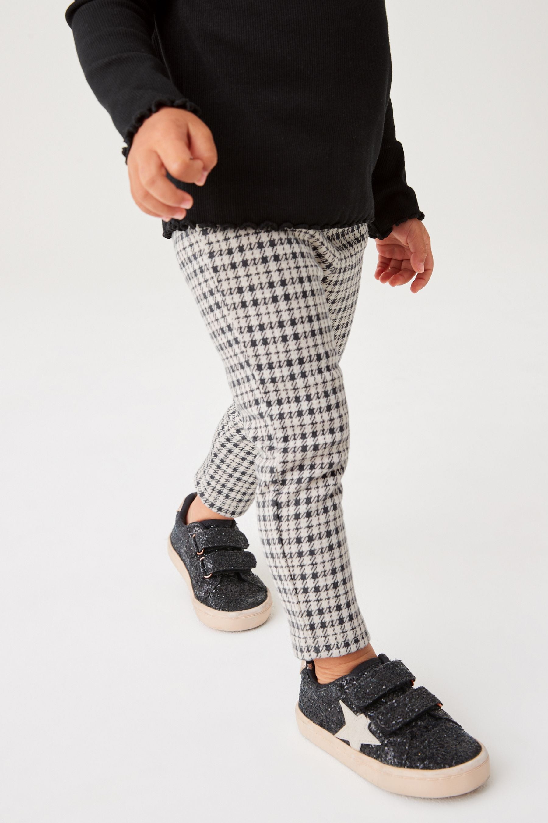 Black/White Check Jacquard Leggings (3mths-7yrs)