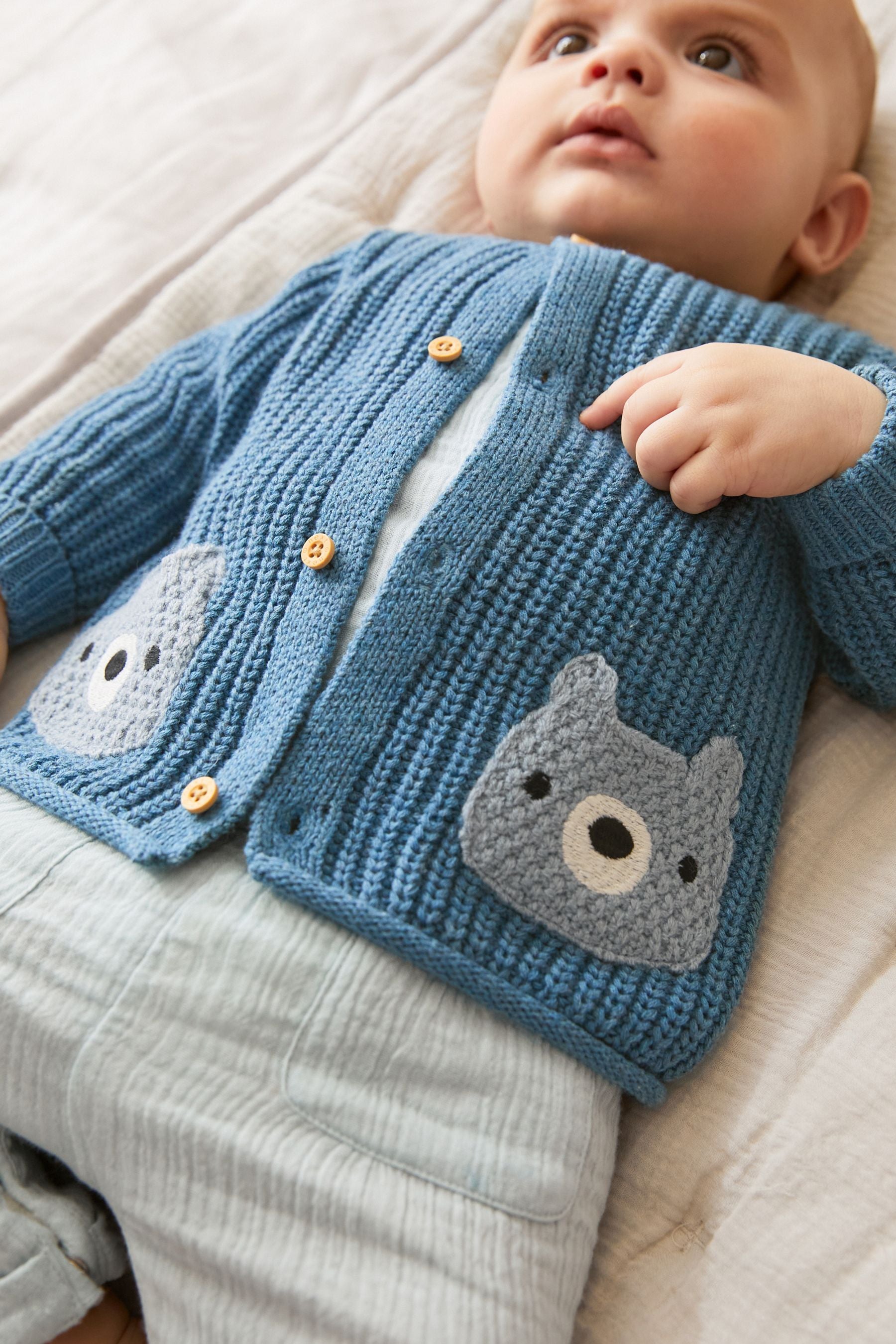 Blue Baby Bear Knit Cardigan (0mths-2yrs)