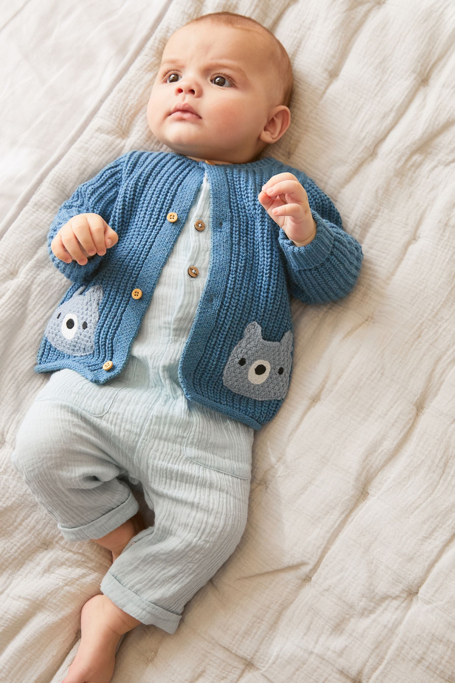 Blue Baby Bear Knit Cardigan (0mths-2yrs)