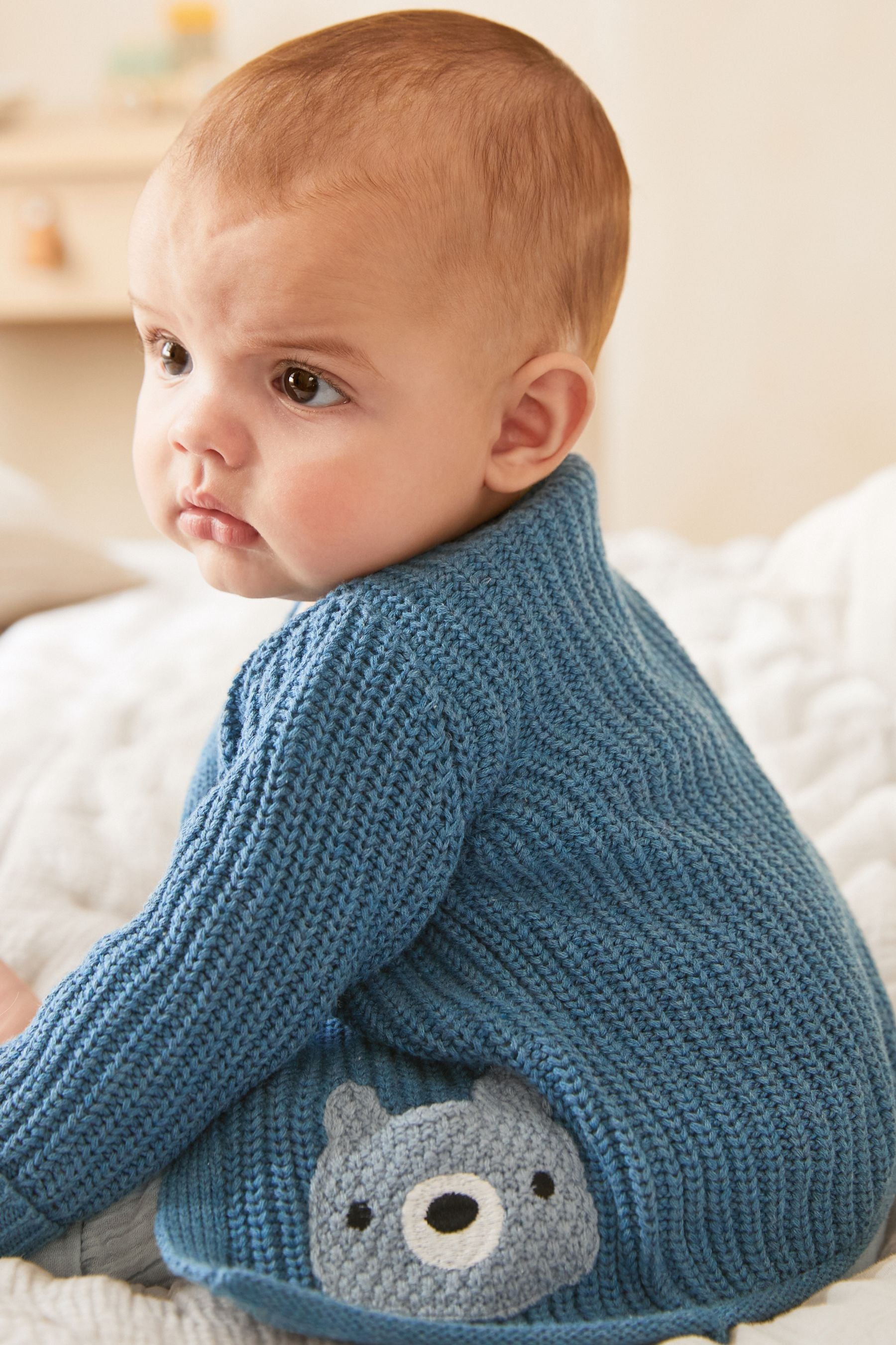 Blue Baby Bear Knit Cardigan (0mths-2yrs)