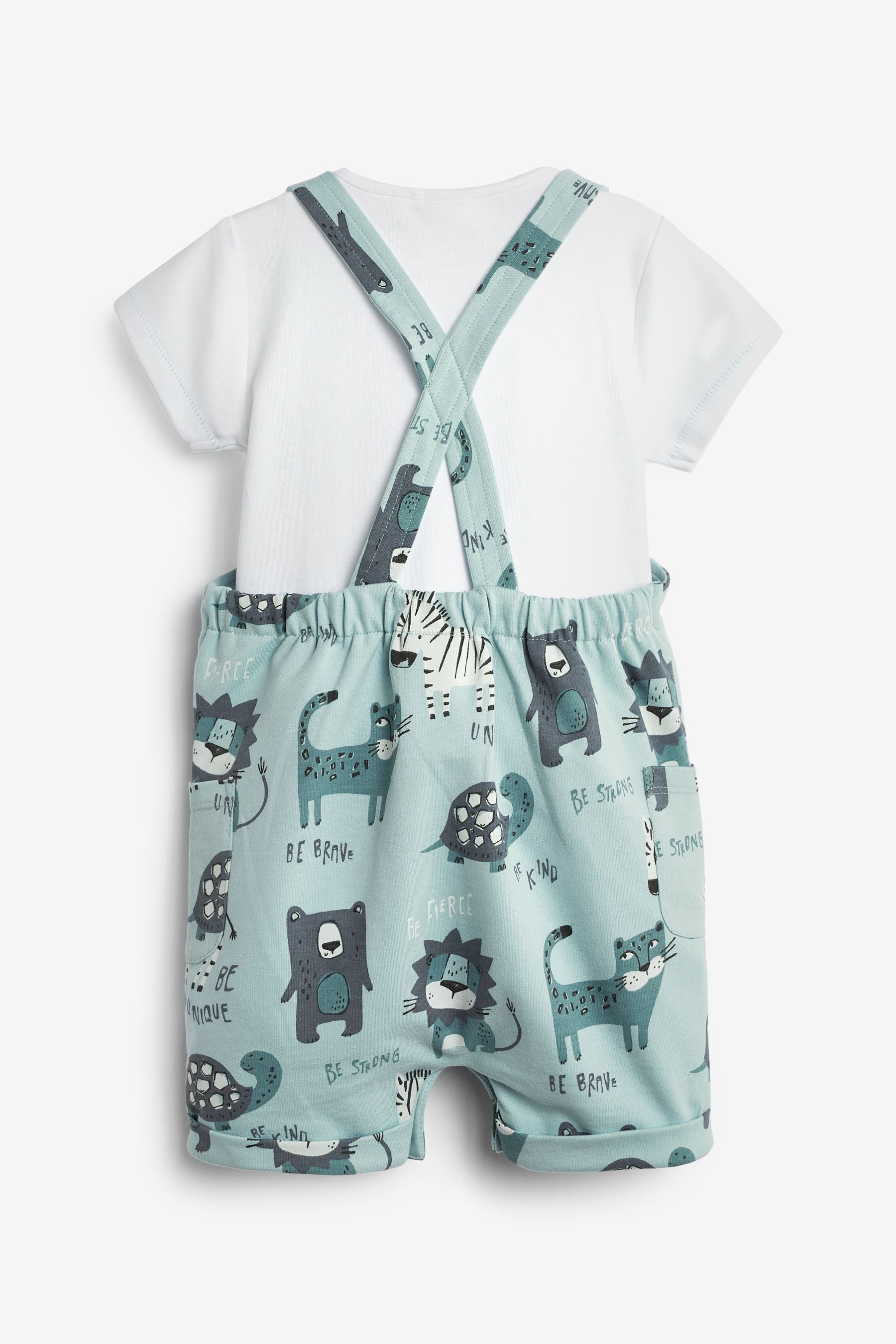 Blue Animal Baby 2 Piece Dungarees And Bodysuit Set (0mths-3yrs)