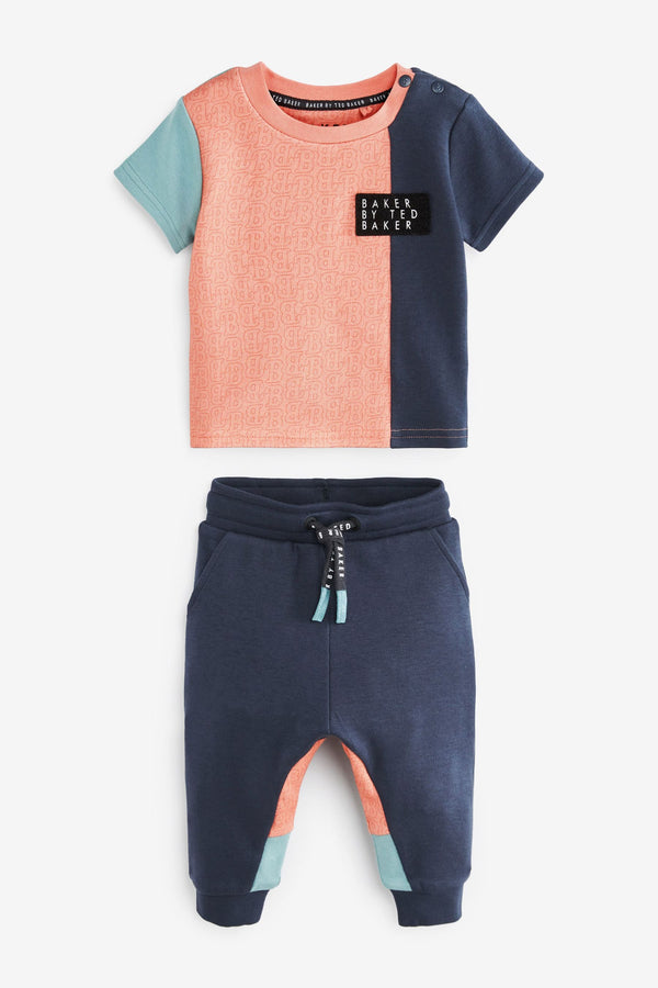 Baker by Ted Baker Navy Blue Colourblock T-Shirt and Joggers