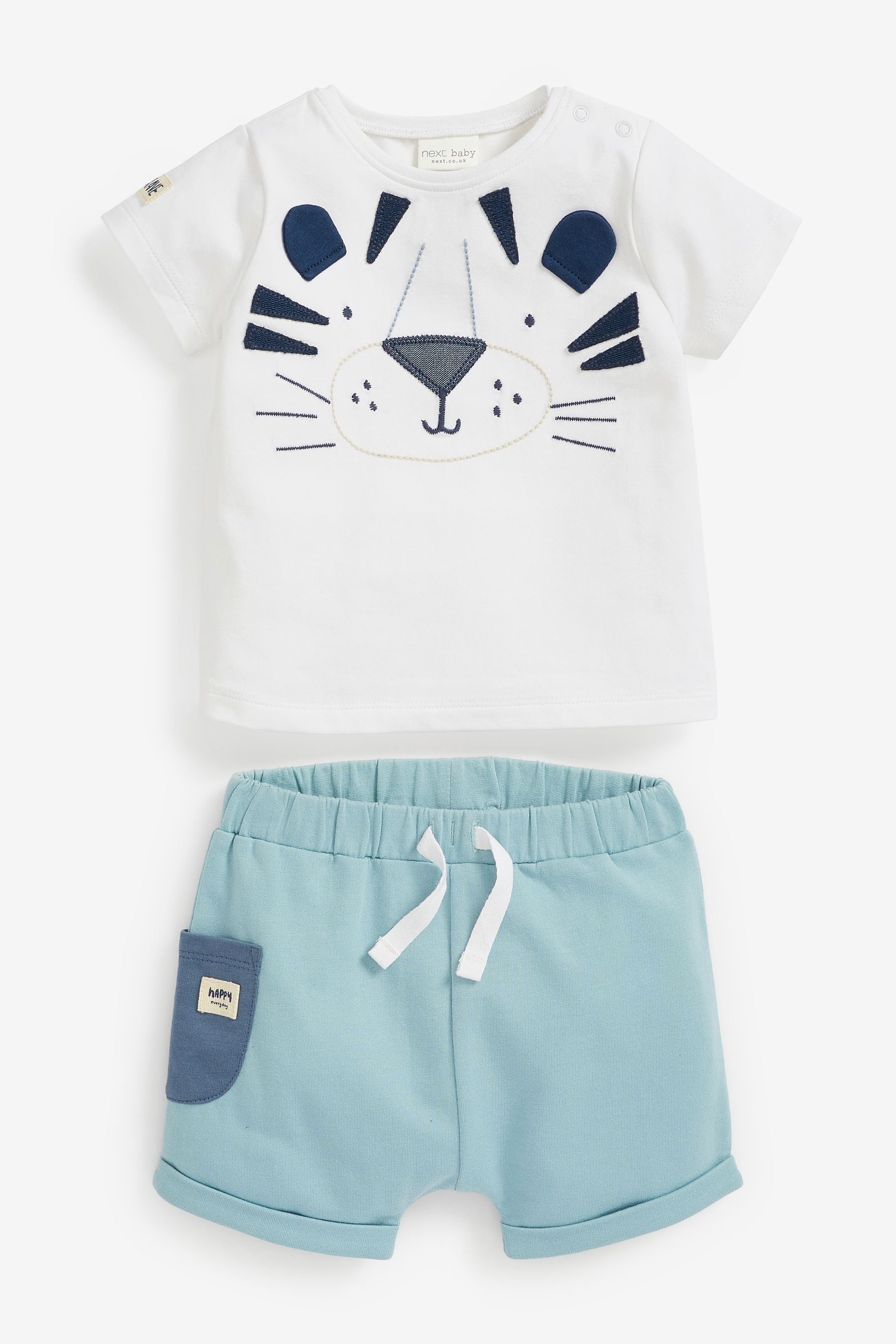 White and Blue Baby Tiger Baby T-Shirt And Shorts Set (0mths-3yrs)