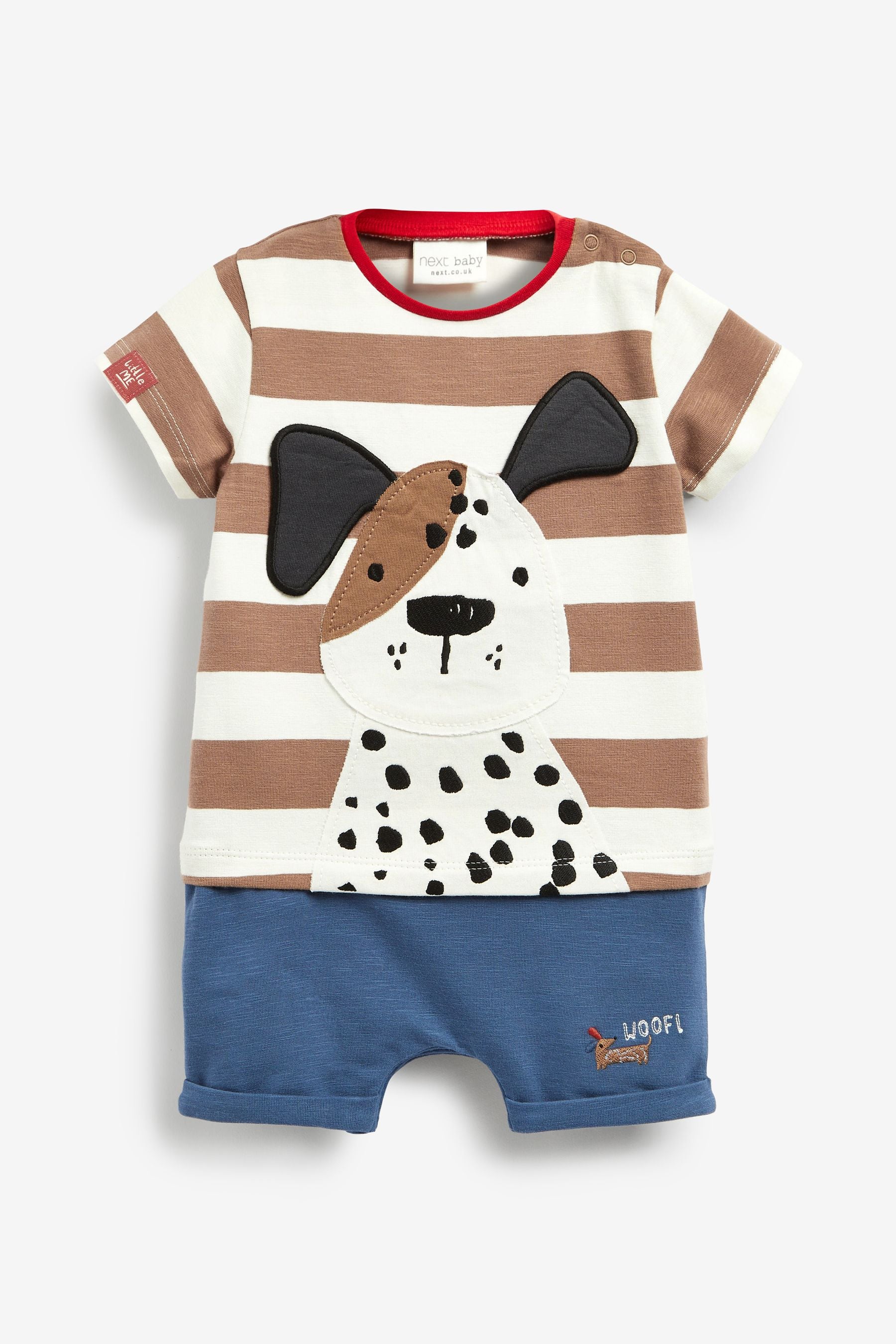 Navy Blue and Brown Baby Stripe Dog Romper (0mths-2yrs)