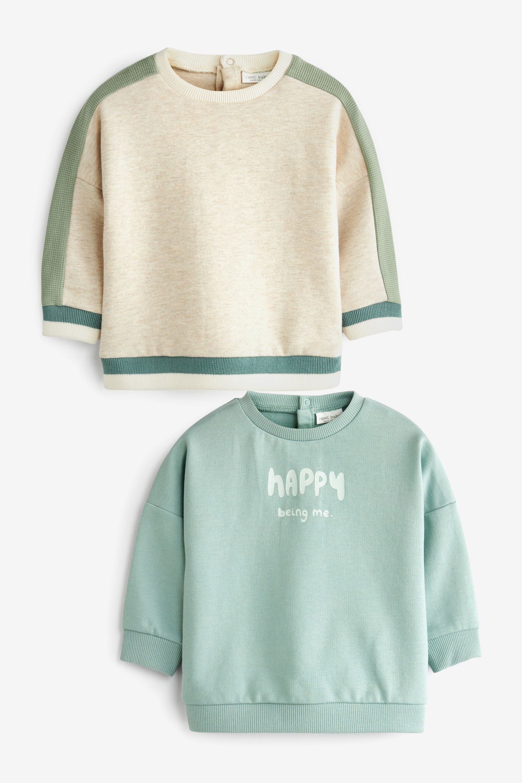 Mint Green/Cream Baby 2 Pack Sweatshirts (0mths-2yrs)