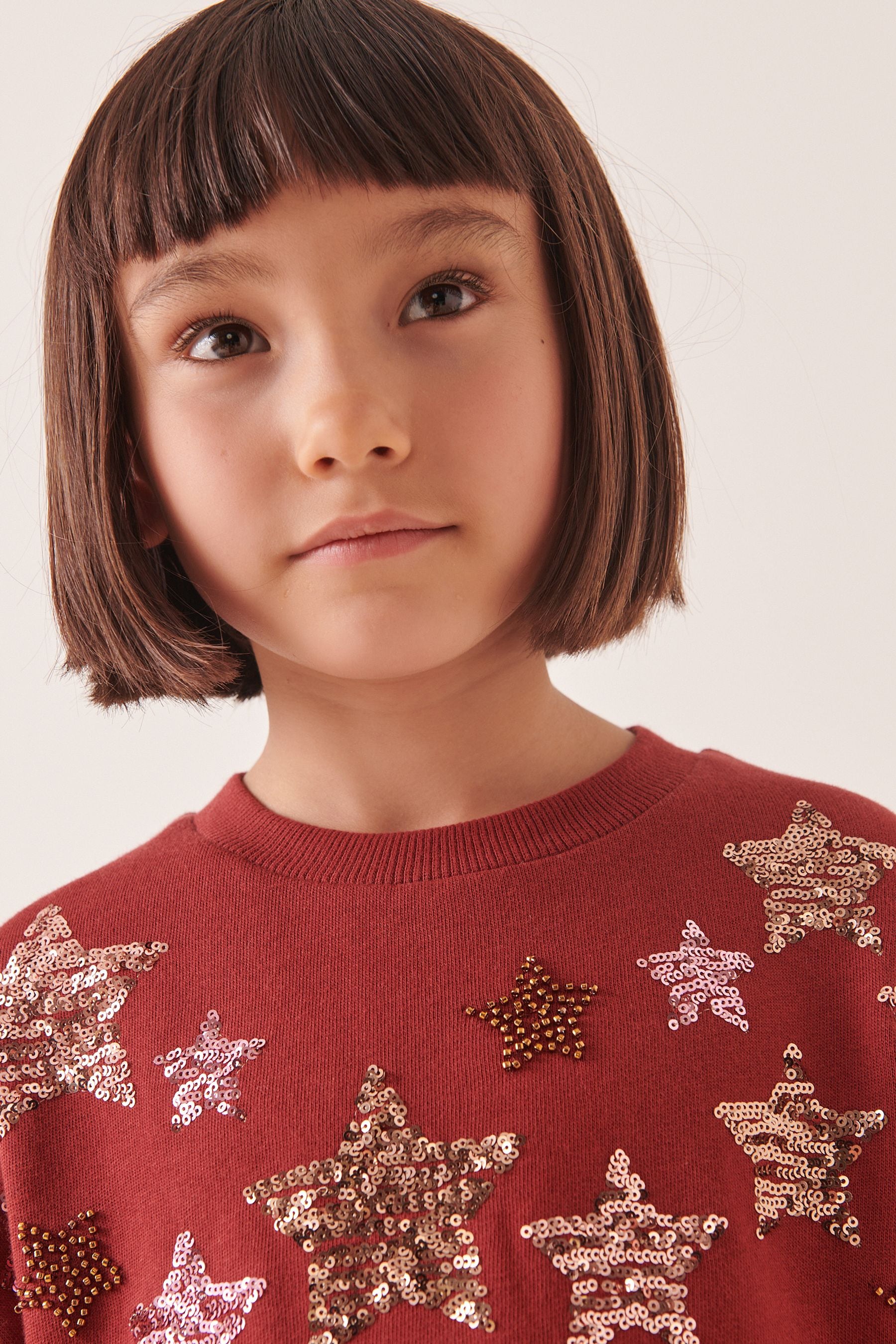 Chocolate Brown Sequin Cosy Long Sleeve Dress (3-16yrs)