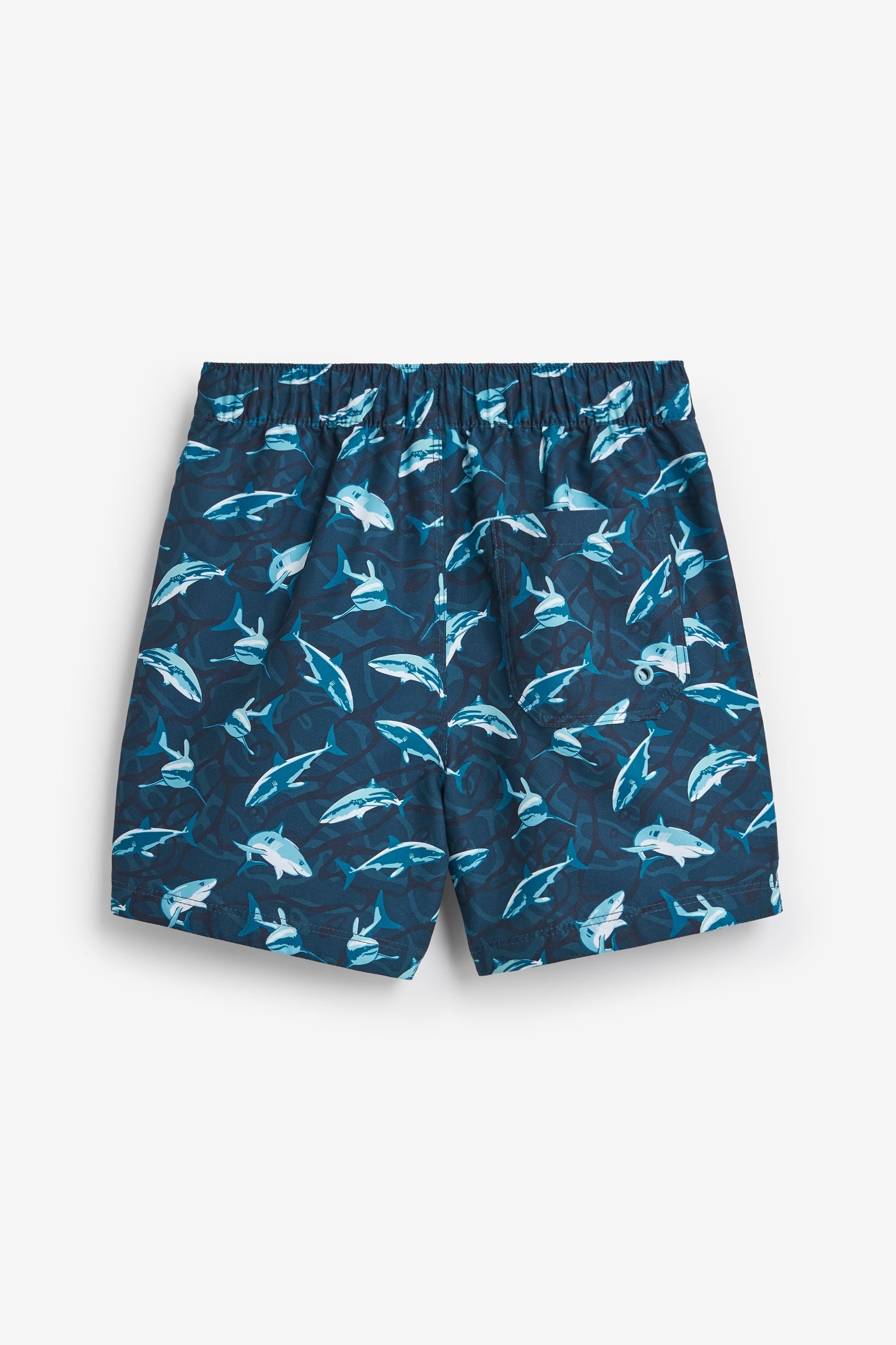 Navy Blue Shark Swim Shorts (3-16yrs)