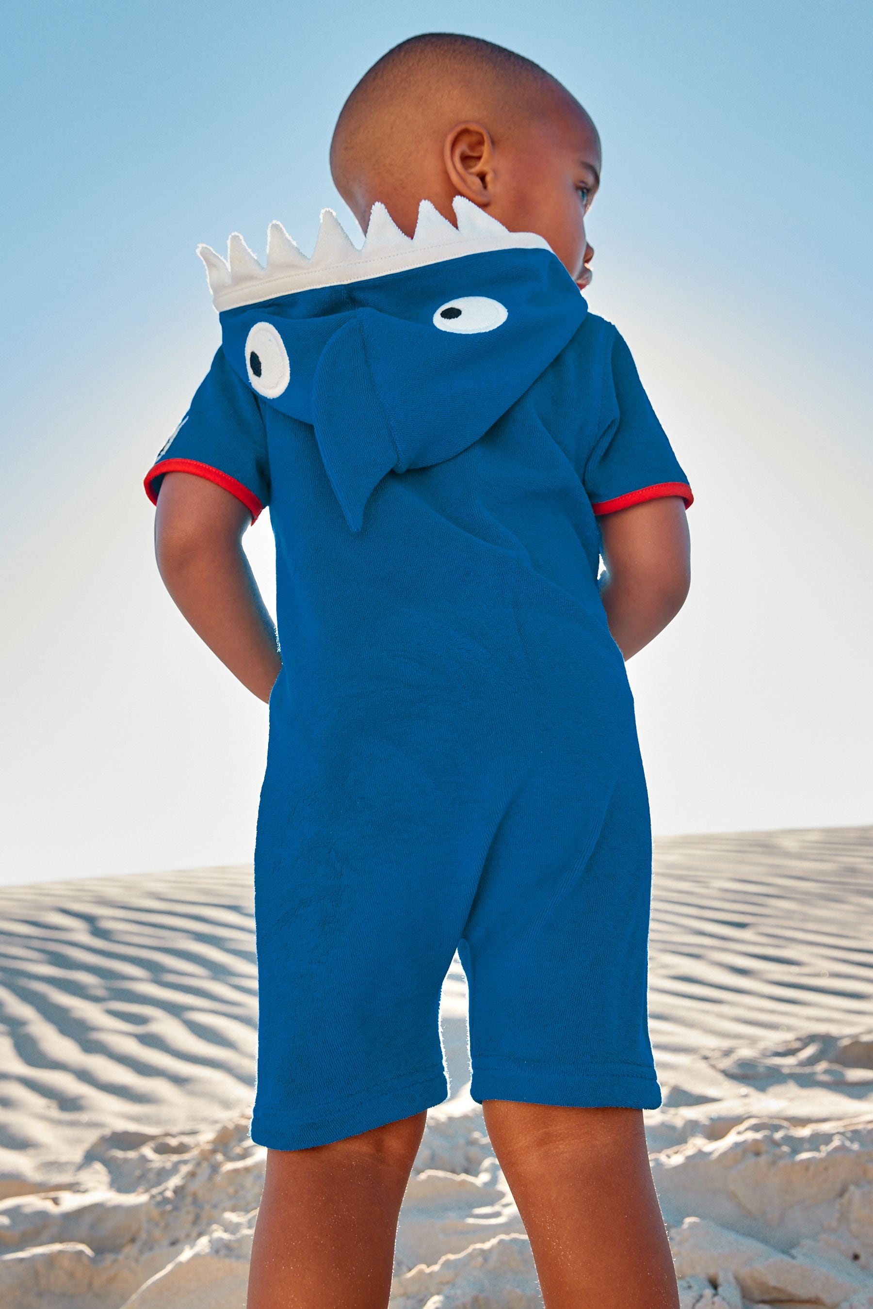 Blue Shark Towelling All-In-One (3mths-7yrs)