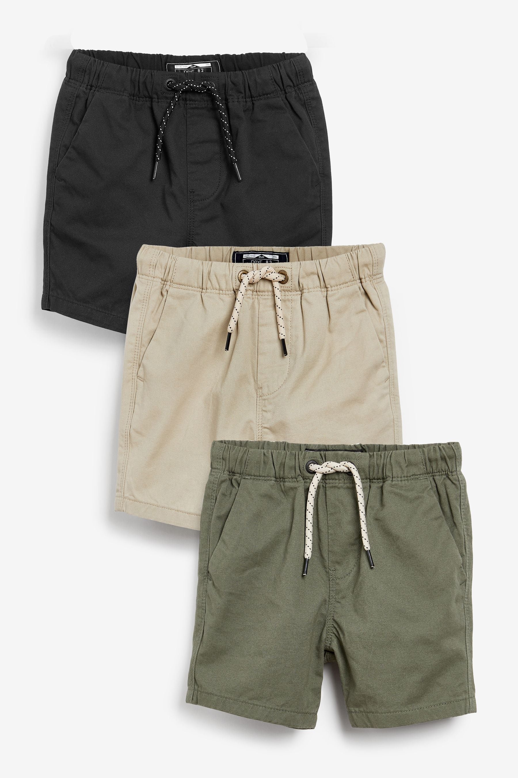 Utility Black 3 Pack Pull-On Shorts (3mths-7yrs)