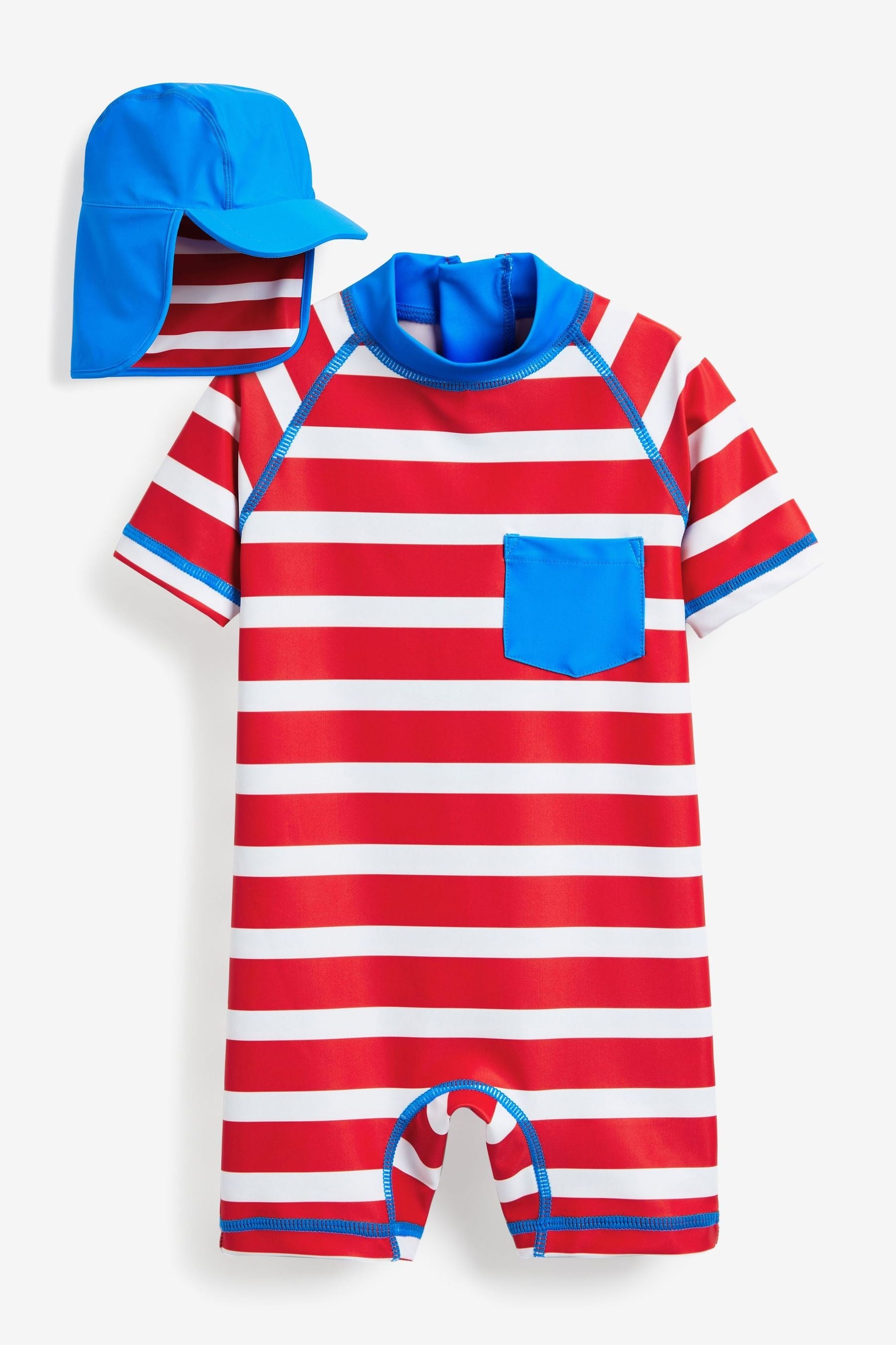 Red Stripe Sunsafe Swimsuit And Hat (3mths-7yrs)