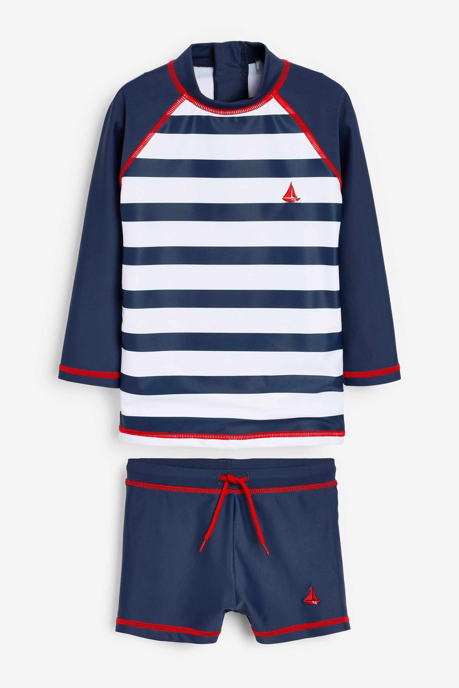 Long Sleeve Navy Stripe 2 Piece Sunsafe Top & Shorts Set (3mths-7yrs)