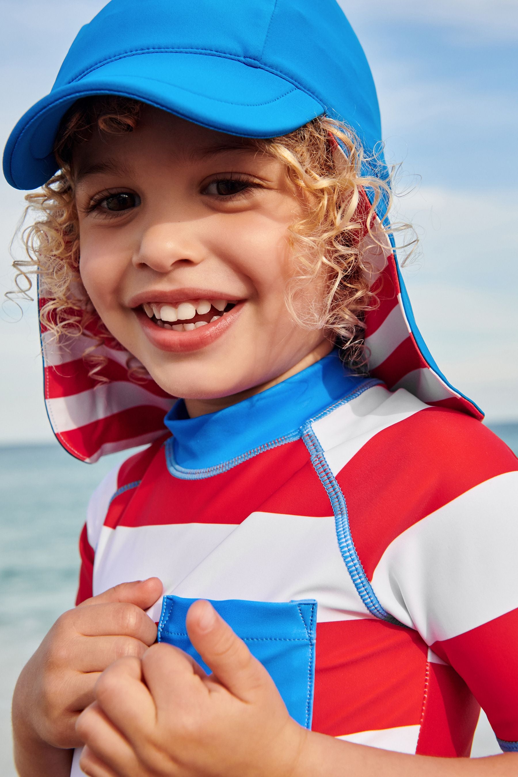 Red Stripe Sunsafe Swimsuit And Hat (3mths-7yrs)