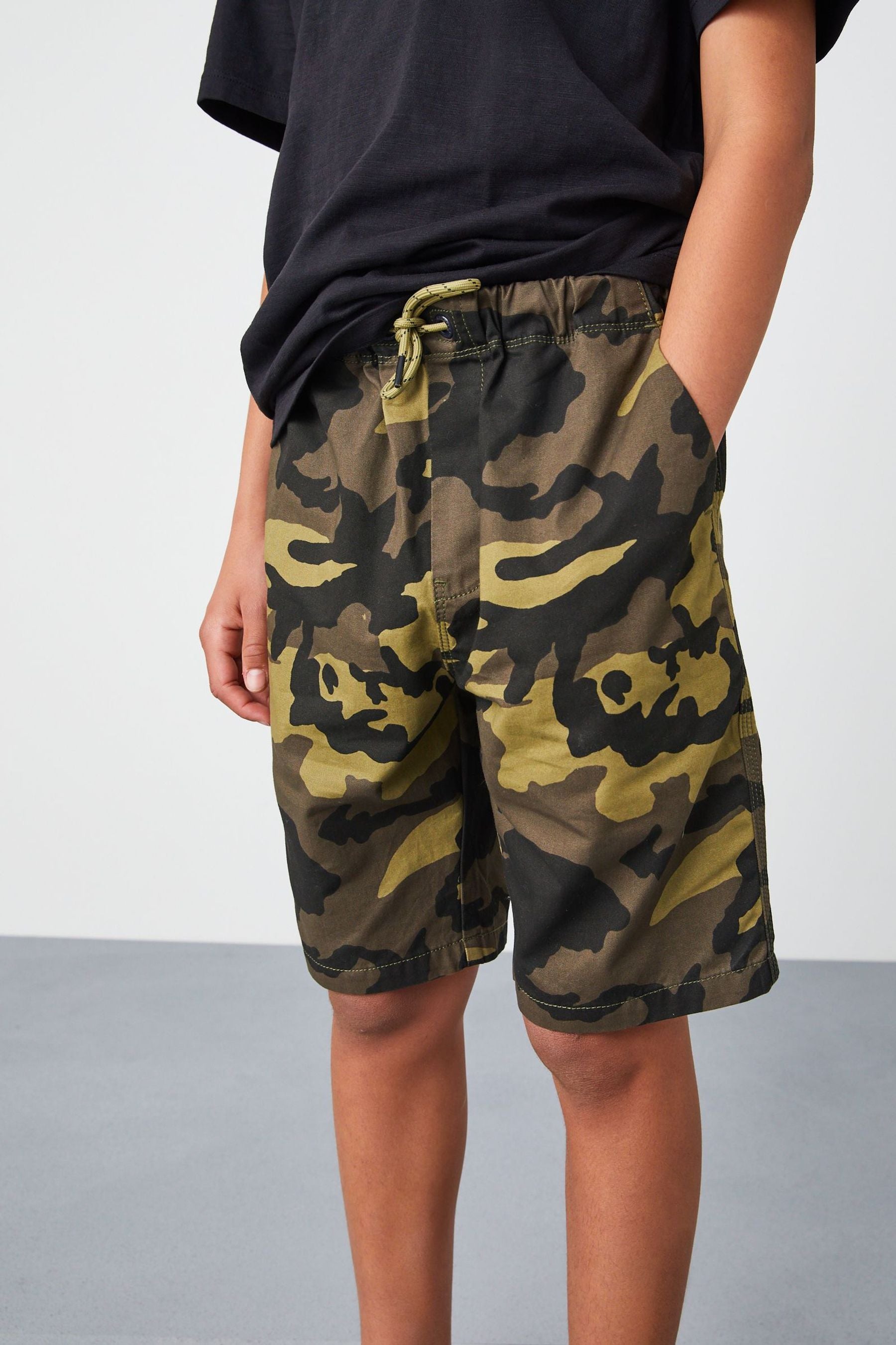 Khaki Green Camo Regular Fit Pull-On Shorts (3-16yrs)