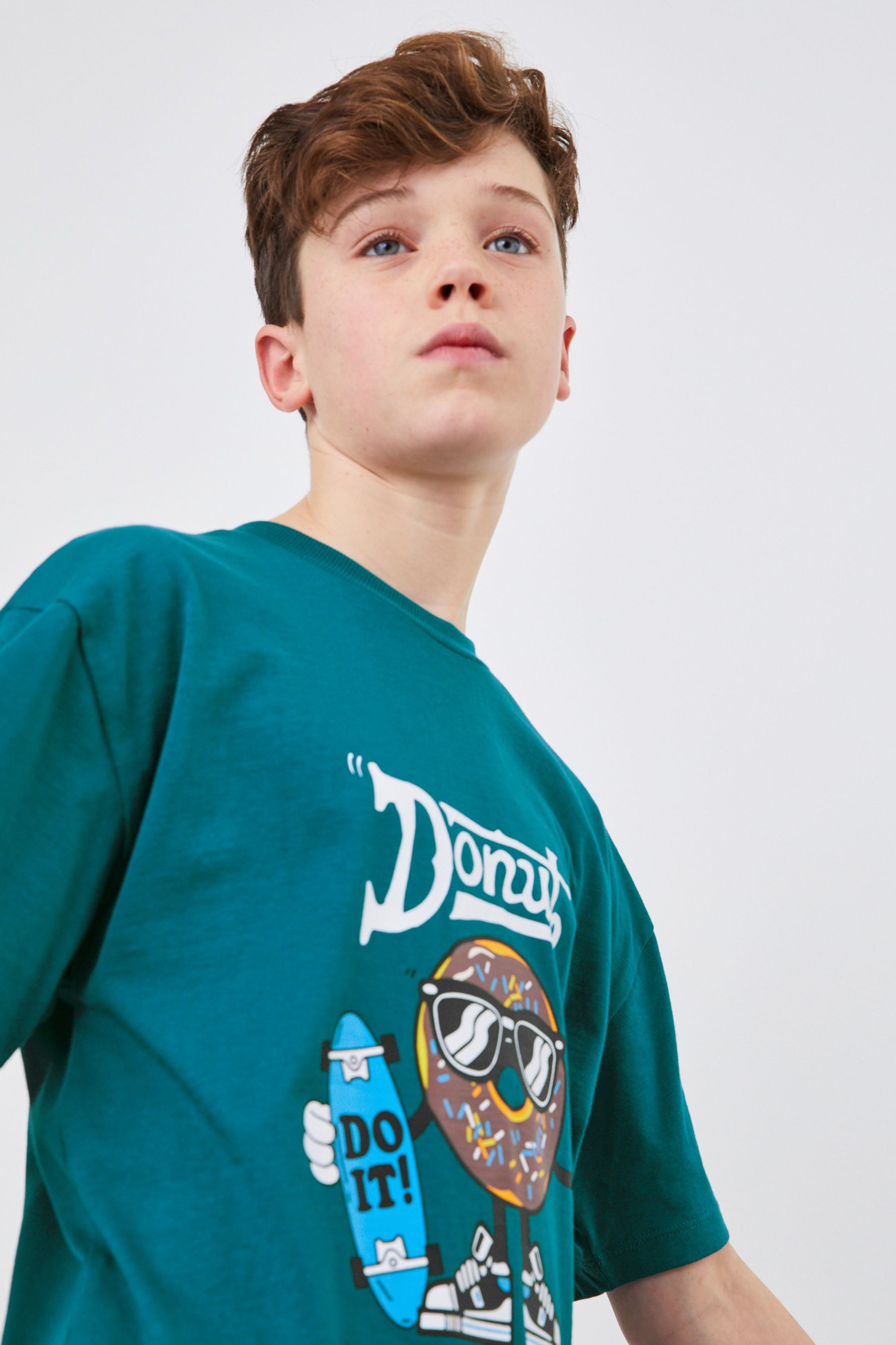 Teal Blue Donut Short Sleeve Graphic T-Shirt (3-16yrs)