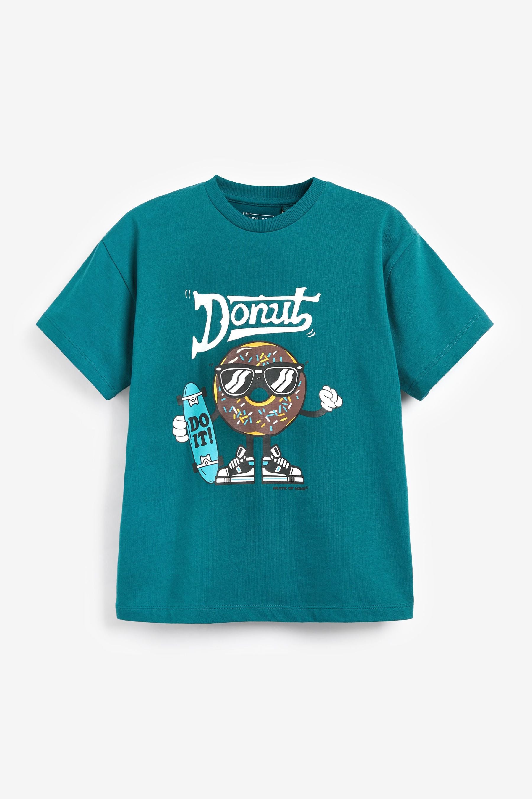 Teal Blue Donut Short Sleeve Graphic T-Shirt (3-16yrs)