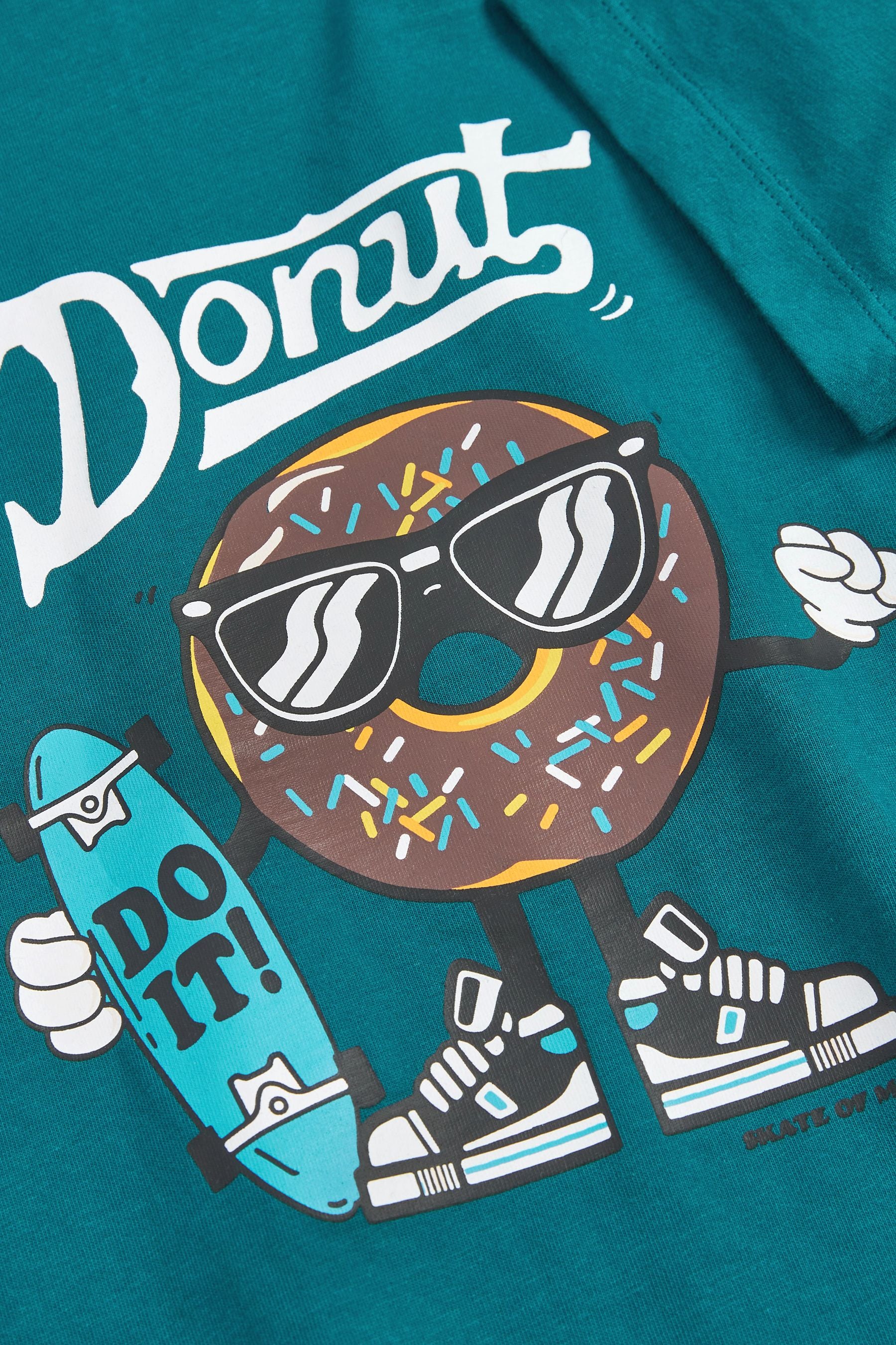 Teal Blue Donut Short Sleeve Graphic T-Shirt (3-16yrs)