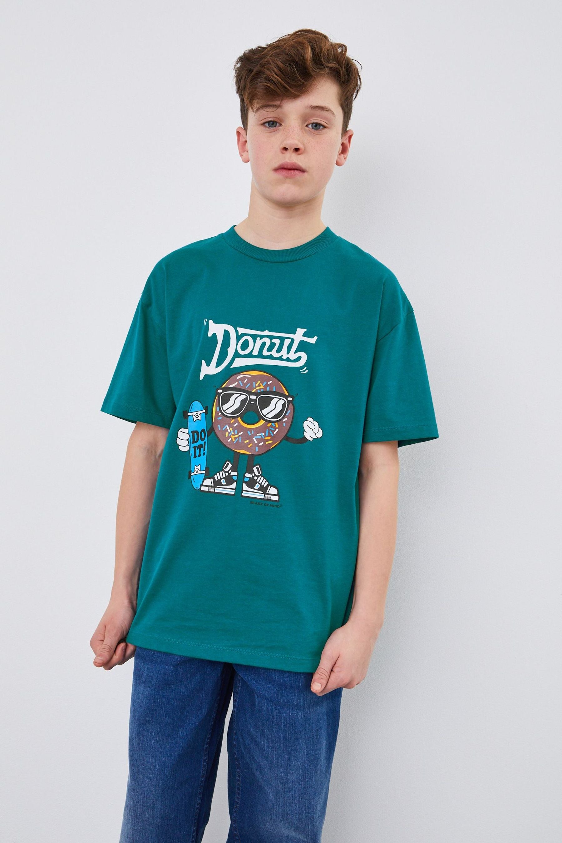 Teal Blue Donut Short Sleeve Graphic T-Shirt (3-16yrs)