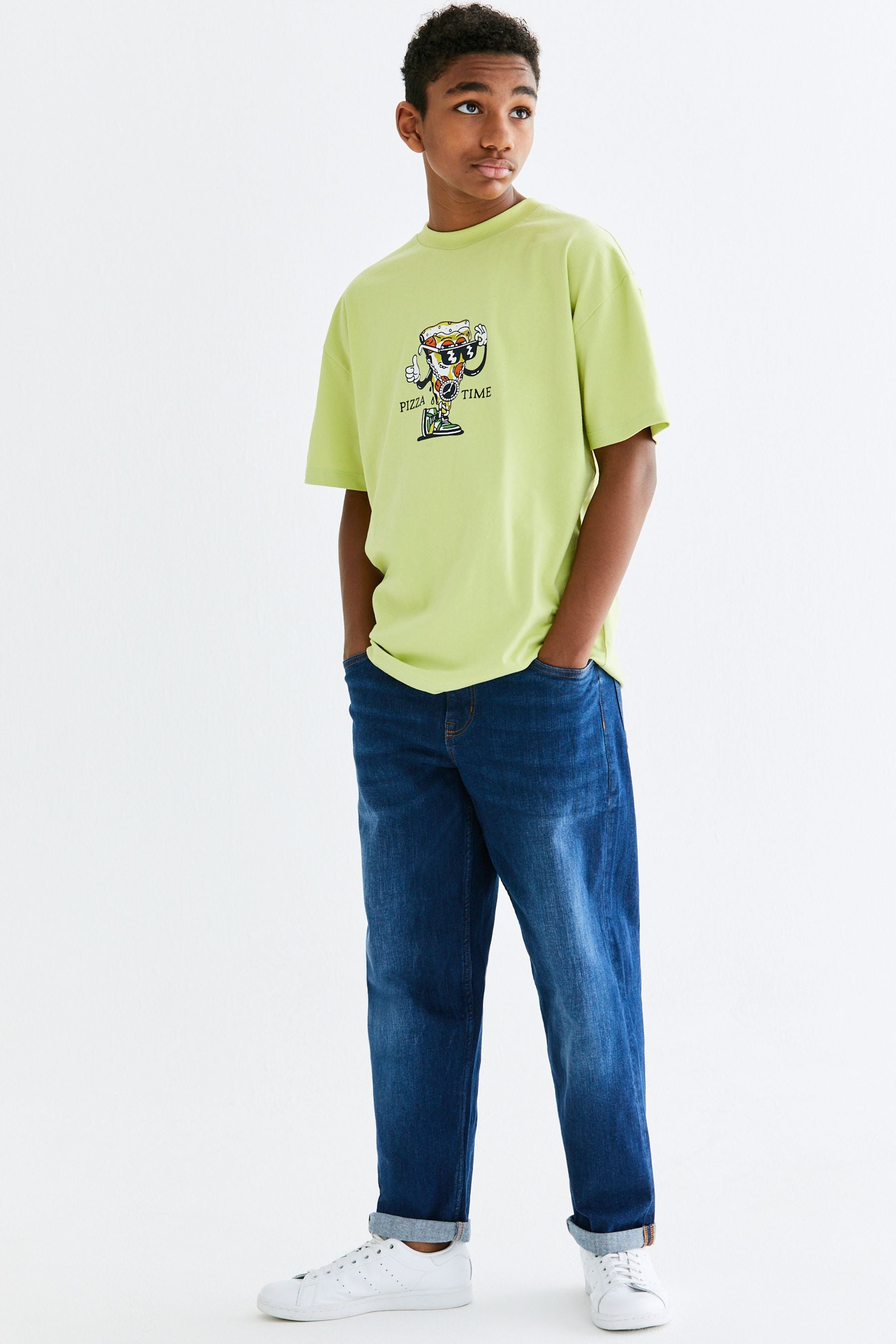 Yellow Pizza Time Short Sleeve Graphic T-Shirt (3-16yrs)