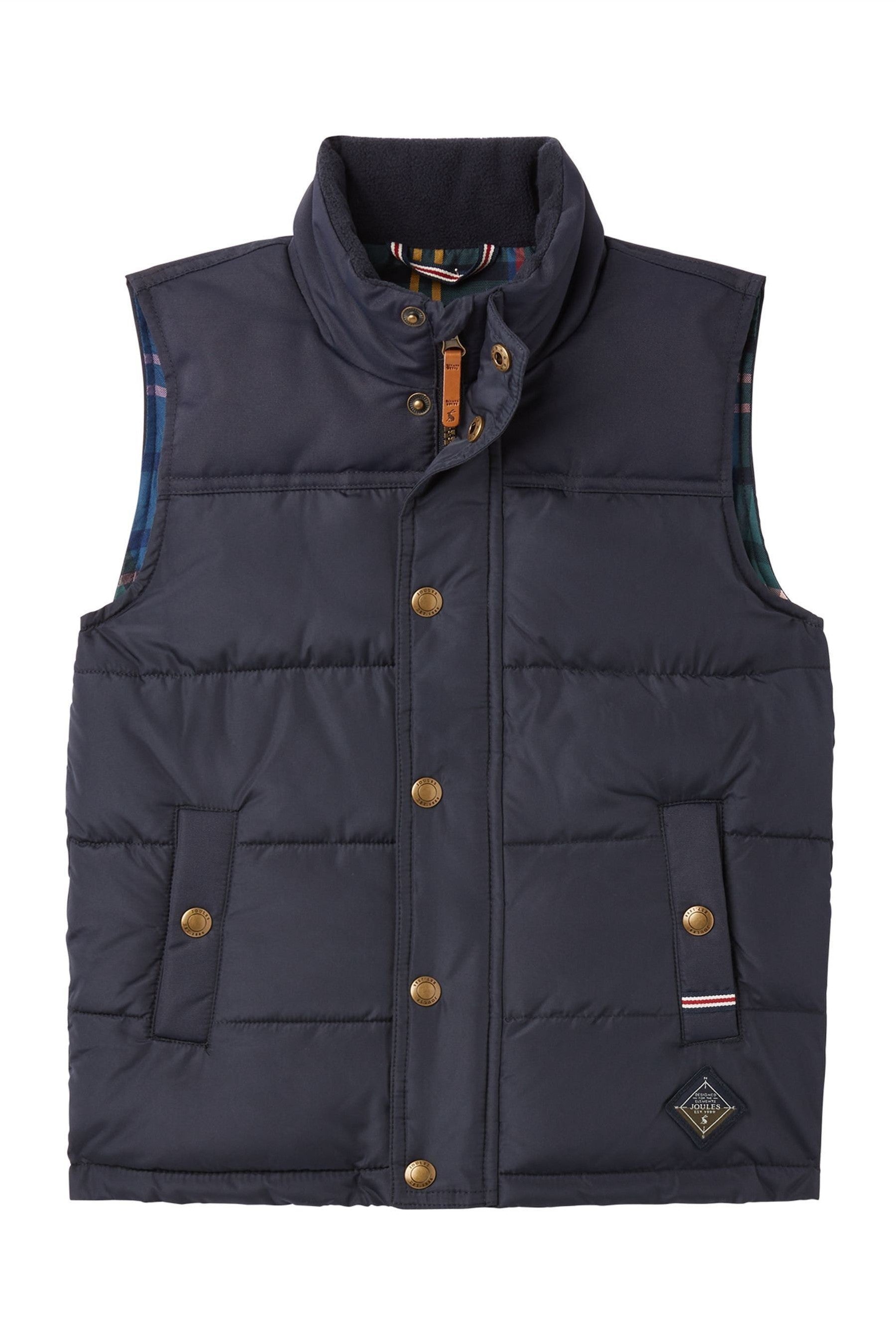 Joules Blue Matchday Country Padded Fabric Mix Gilet