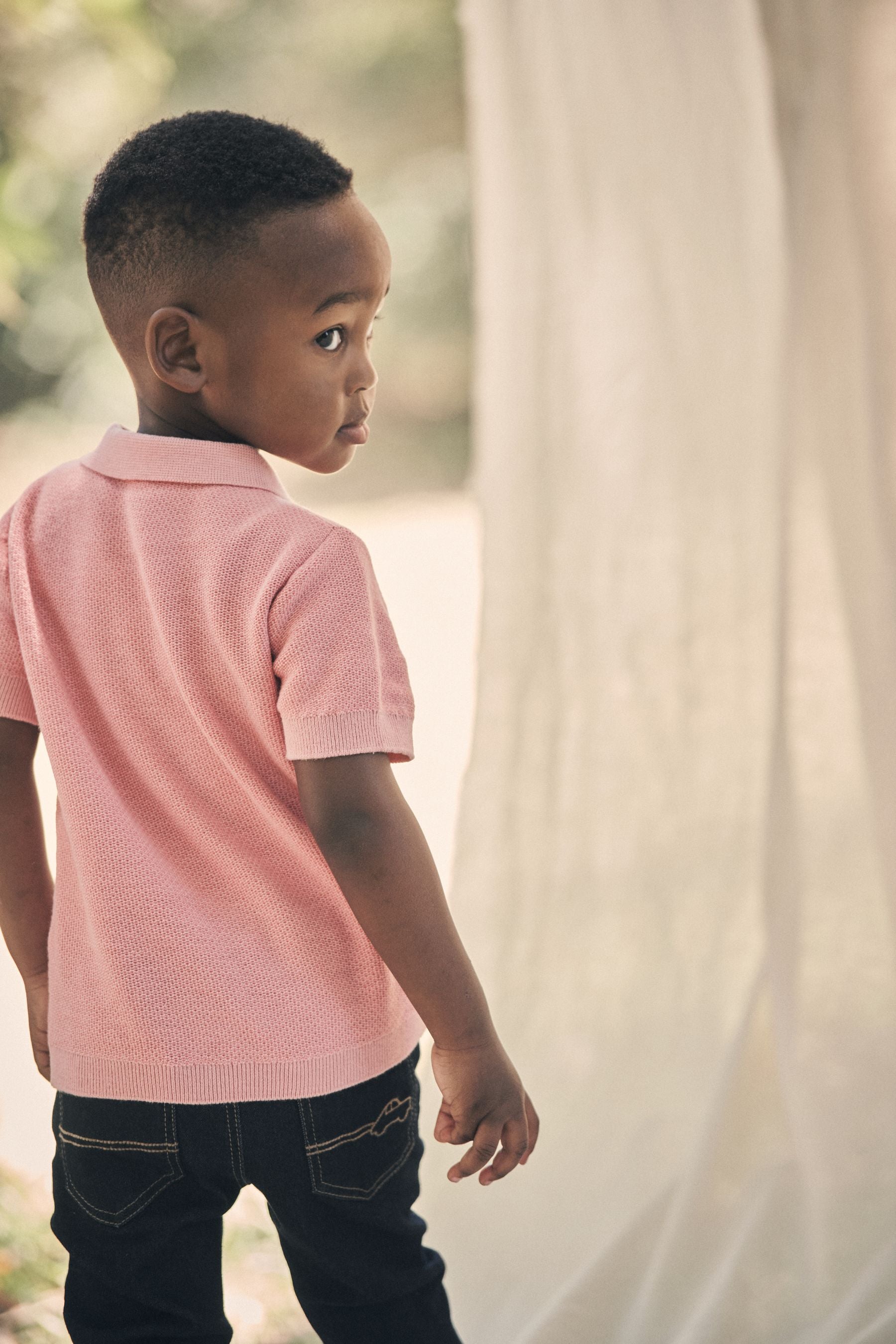 Pink Short Sleeve Textured Polo Shirt (3mths-7yrs)