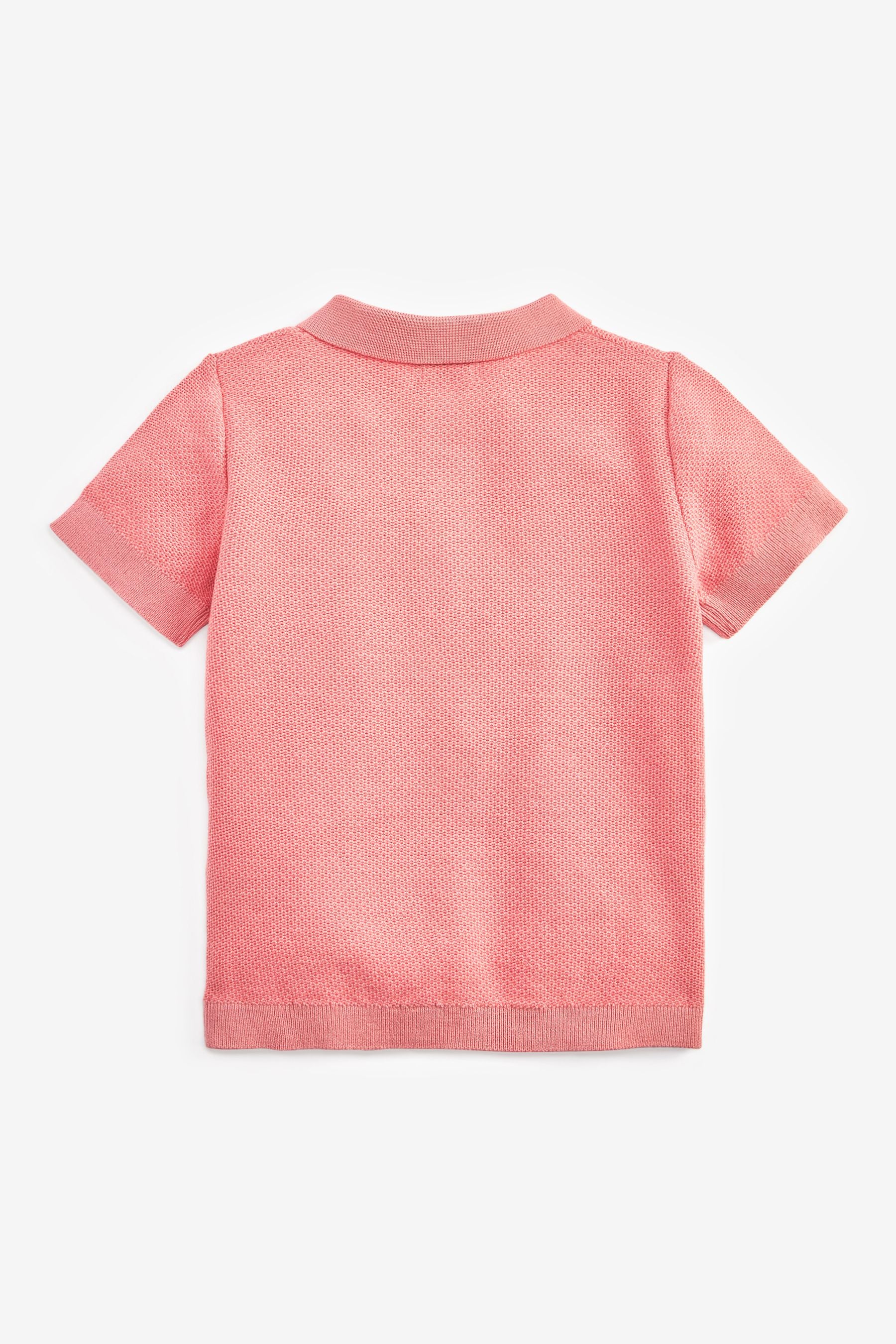 Pink Short Sleeve Textured Polo Shirt (3mths-7yrs)