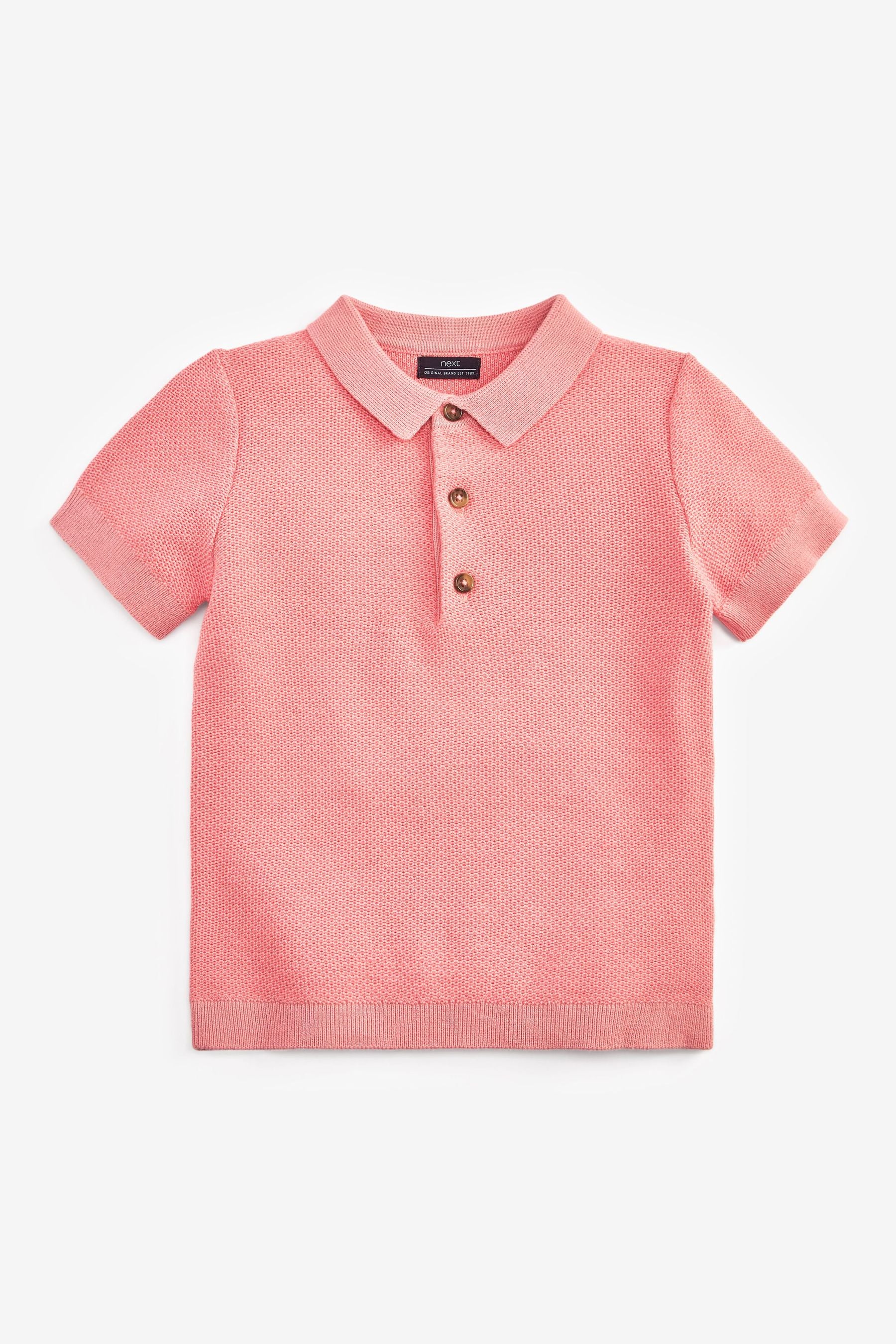 Pink Short Sleeve Textured Polo Shirt (3mths-7yrs)