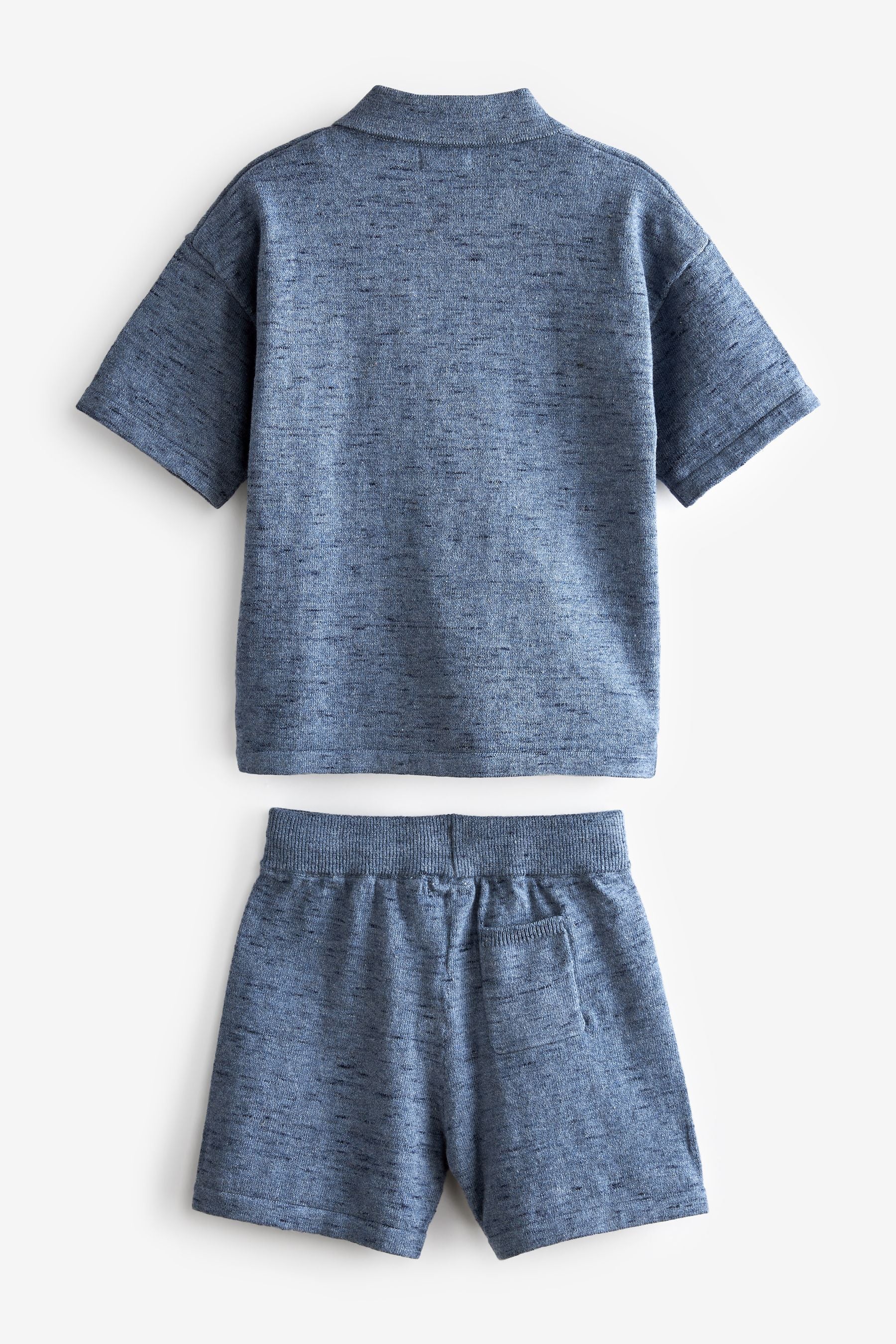 Blue Knitted Shirt And Shorts Set (3mths-7yrs)