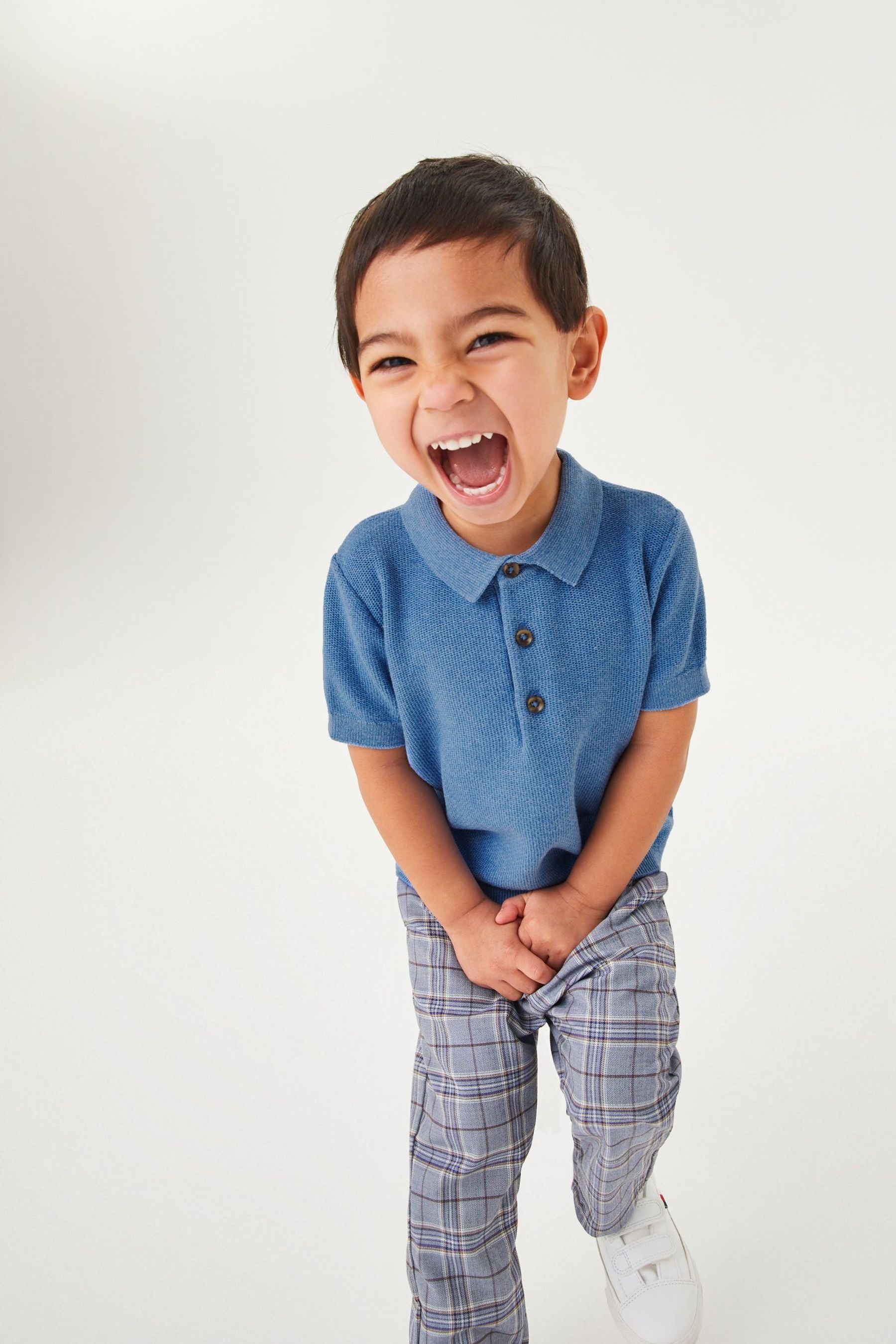 Cobalt Blue Short Sleeve Textured Polo Shirt (3mths-7yrs)