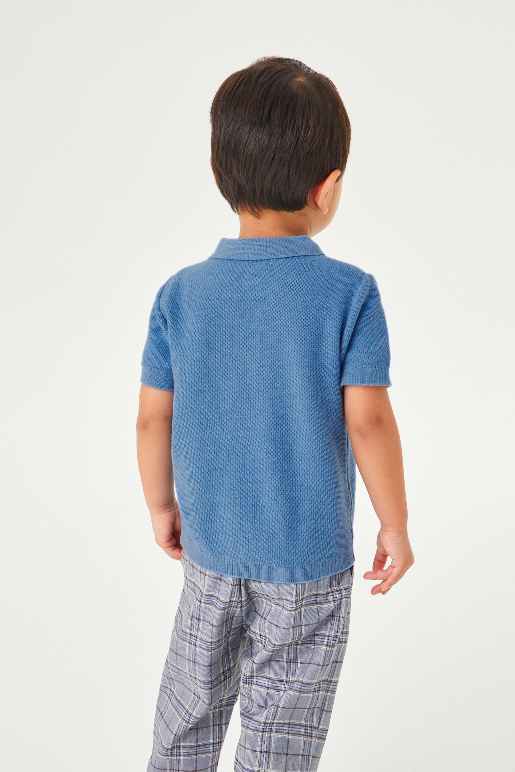 Cobalt Blue Short Sleeve Textured Polo Shirt (3mths-7yrs)