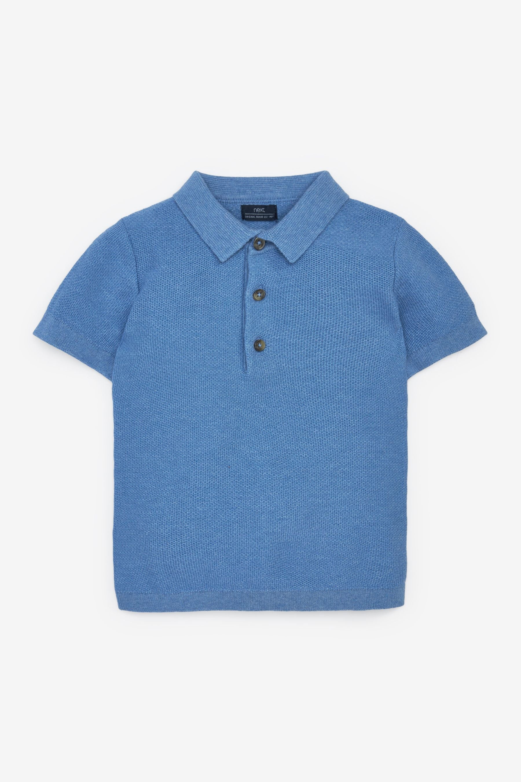 Cobalt Blue Short Sleeve Textured Polo Shirt (3mths-7yrs)