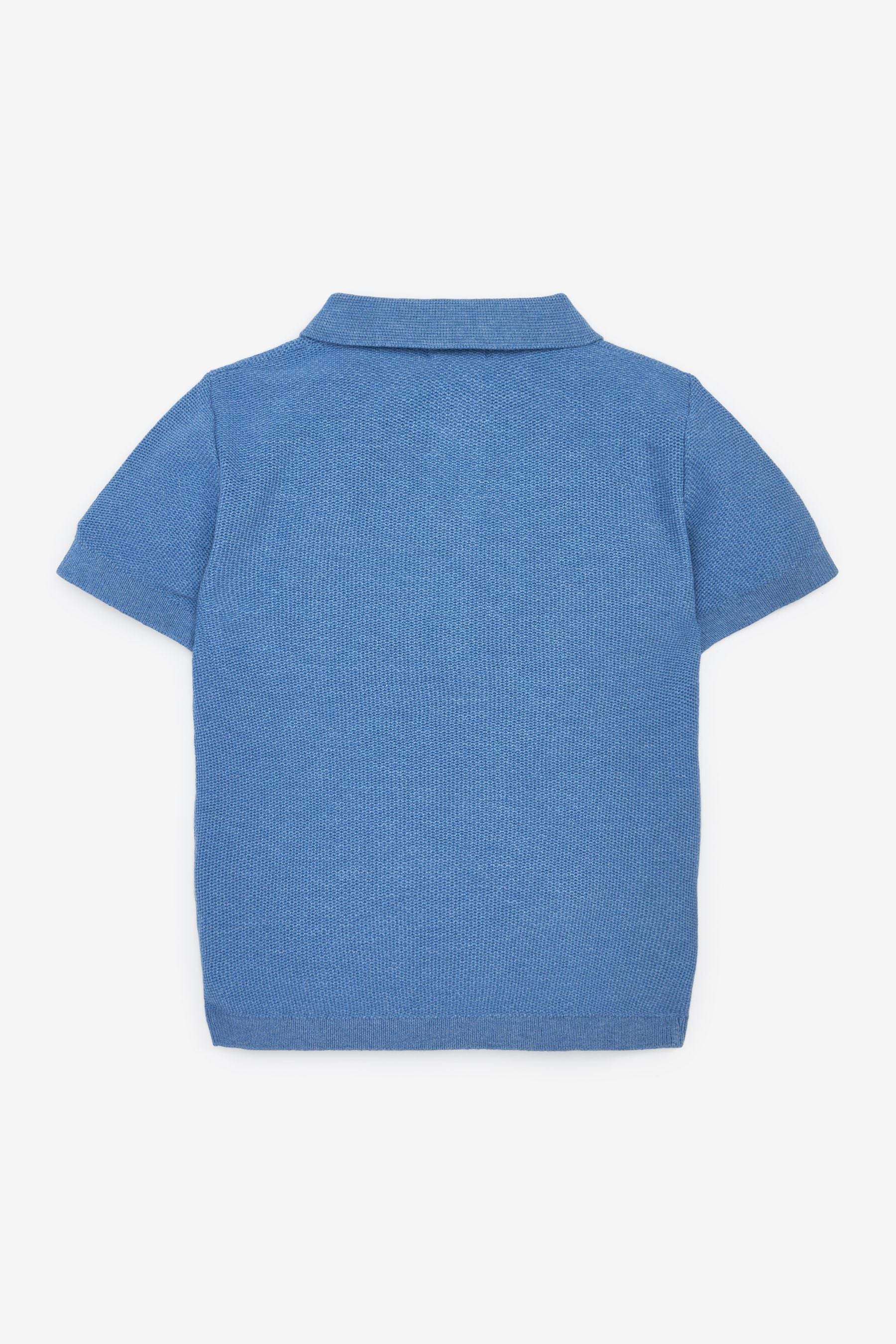 Cobalt Blue Short Sleeve Textured Polo Shirt (3mths-7yrs)