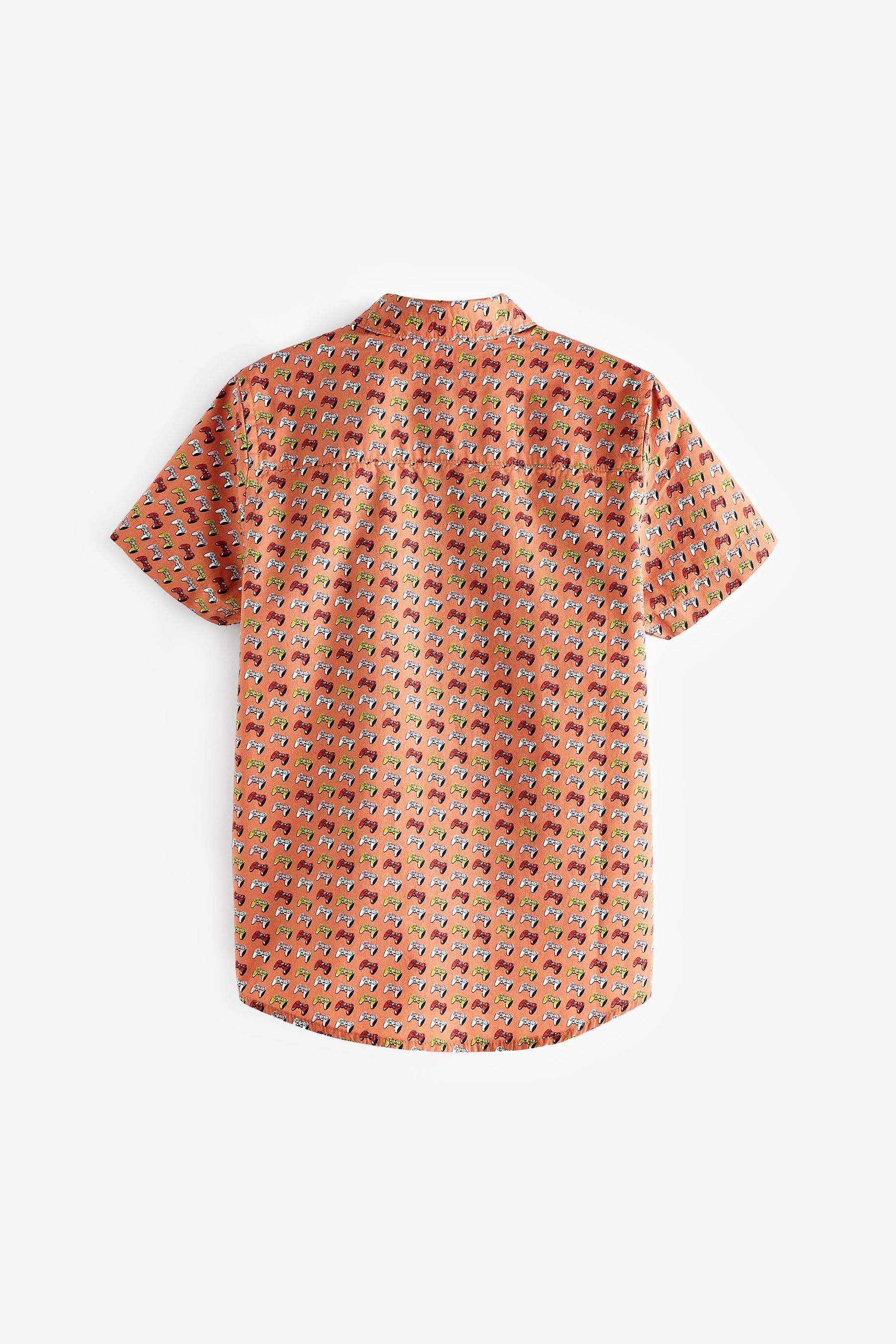 Rust Brown Game Controleller Short Sleeve Printed Shirt (3-16yrs)