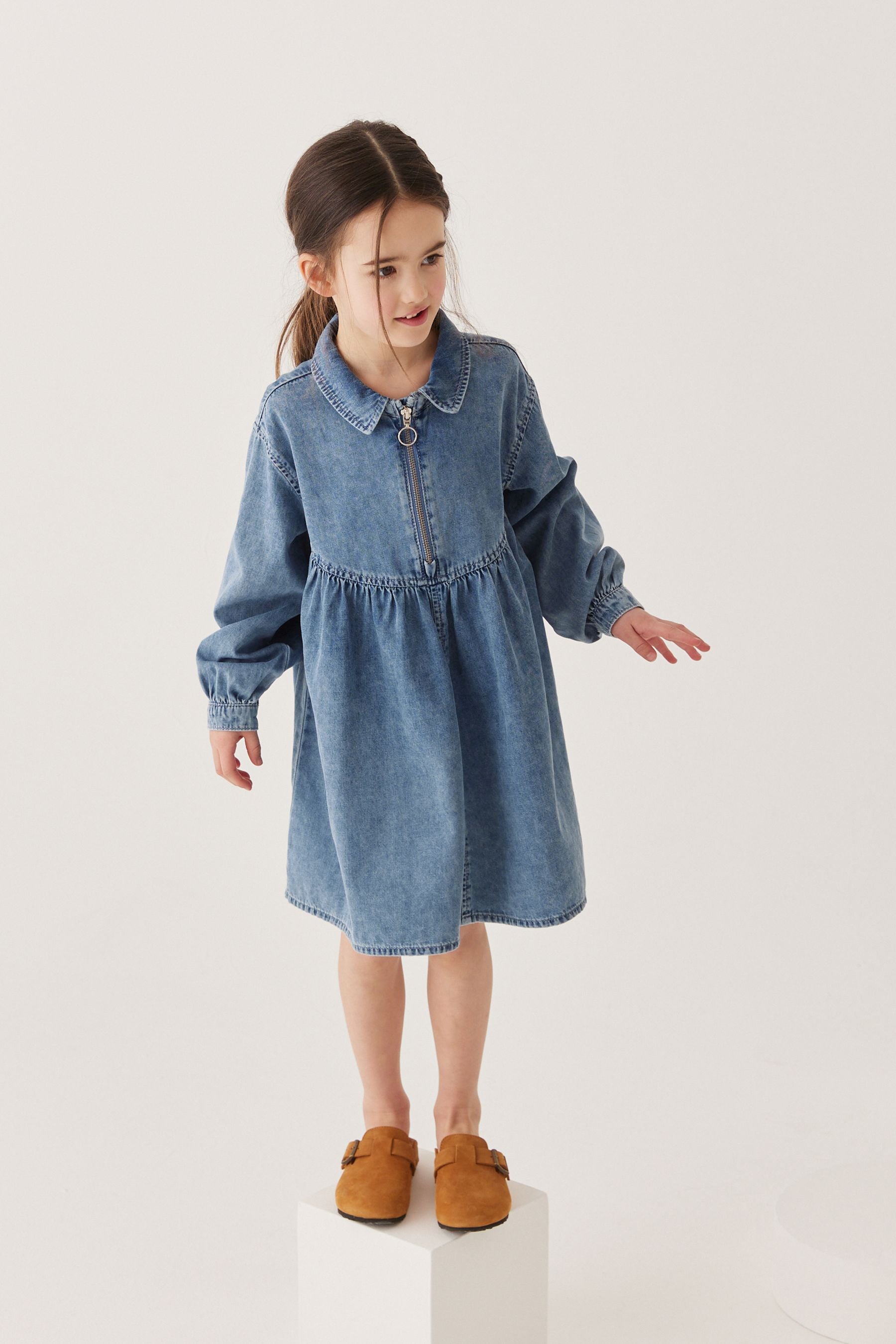 Blue Zip Denim Dress (6-16yrs)